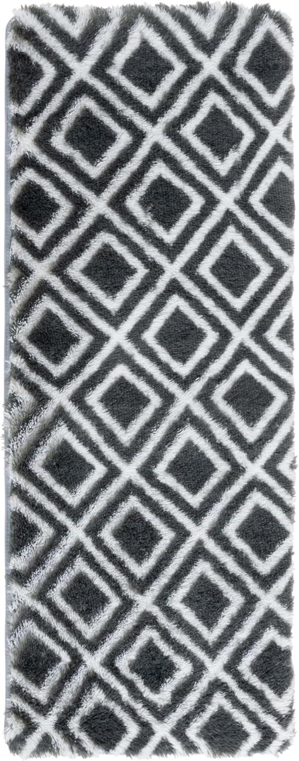 image:imageSAFAVIEH Rainbow Shag Collection Area Rug 8 x 10 Charcoal amp White Slip Resistant NonShedding amp Easy Care 16inch Thick Ideal for Living Room Bedroom Home Office Dining Space RBO102H8CharcoalWhite