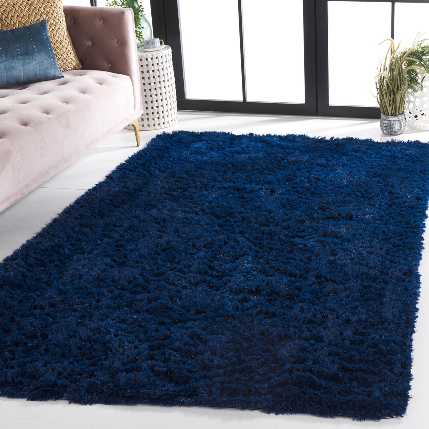 image:imageSAFAVIEH Rainbow Shag Collection Area Rug 8 x 10 Grey Slip Resistant NonShedding amp Easy Care 16inch Thick Ideal for Living Room Bedroom Home Office Dining Space RBO101F8Navy