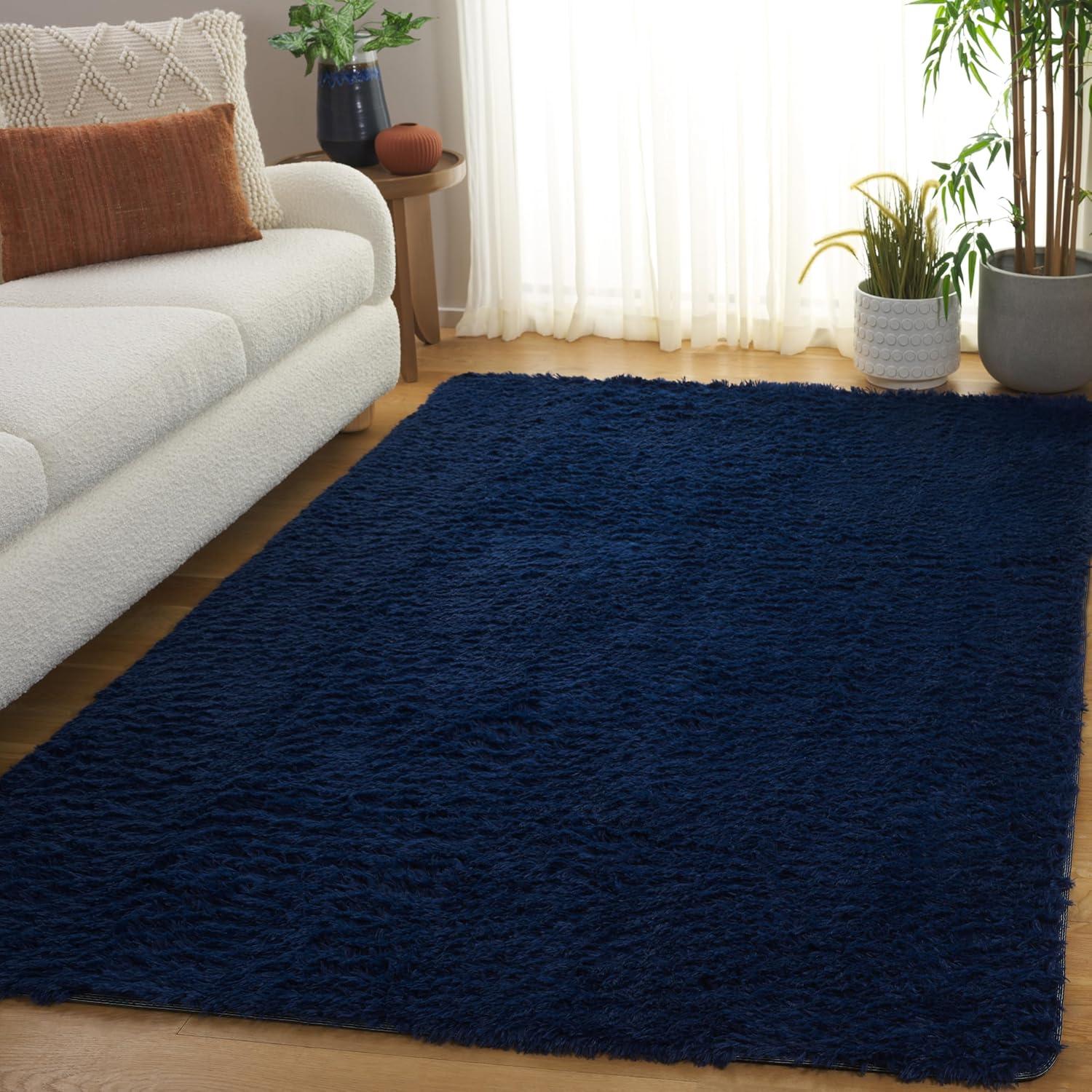image:imageSAFAVIEH Rainbow Shag Collection Area Rug 8 x 10 Grey Slip Resistant NonShedding amp Easy Care 16inch Thick Ideal for Living Room Bedroom Home Office Dining Space RBO101F8Navy