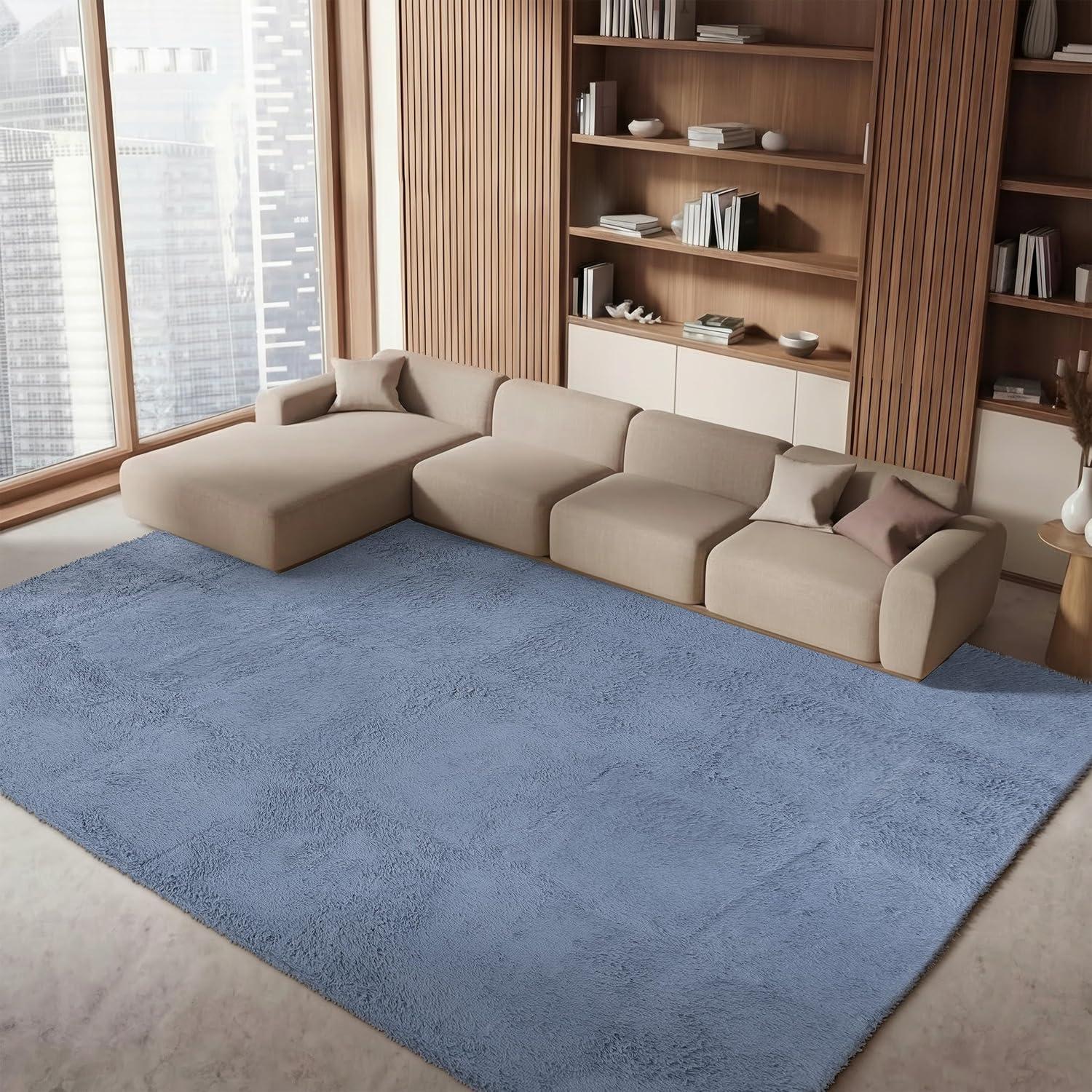 image:imageSAFAVIEH Rainbow Shag Collection Area Rug 8 x 10 Grey Slip Resistant NonShedding amp Easy Care 16inch Thick Ideal for Living Room Bedroom Home Office Dining Space RBO101F8Grey