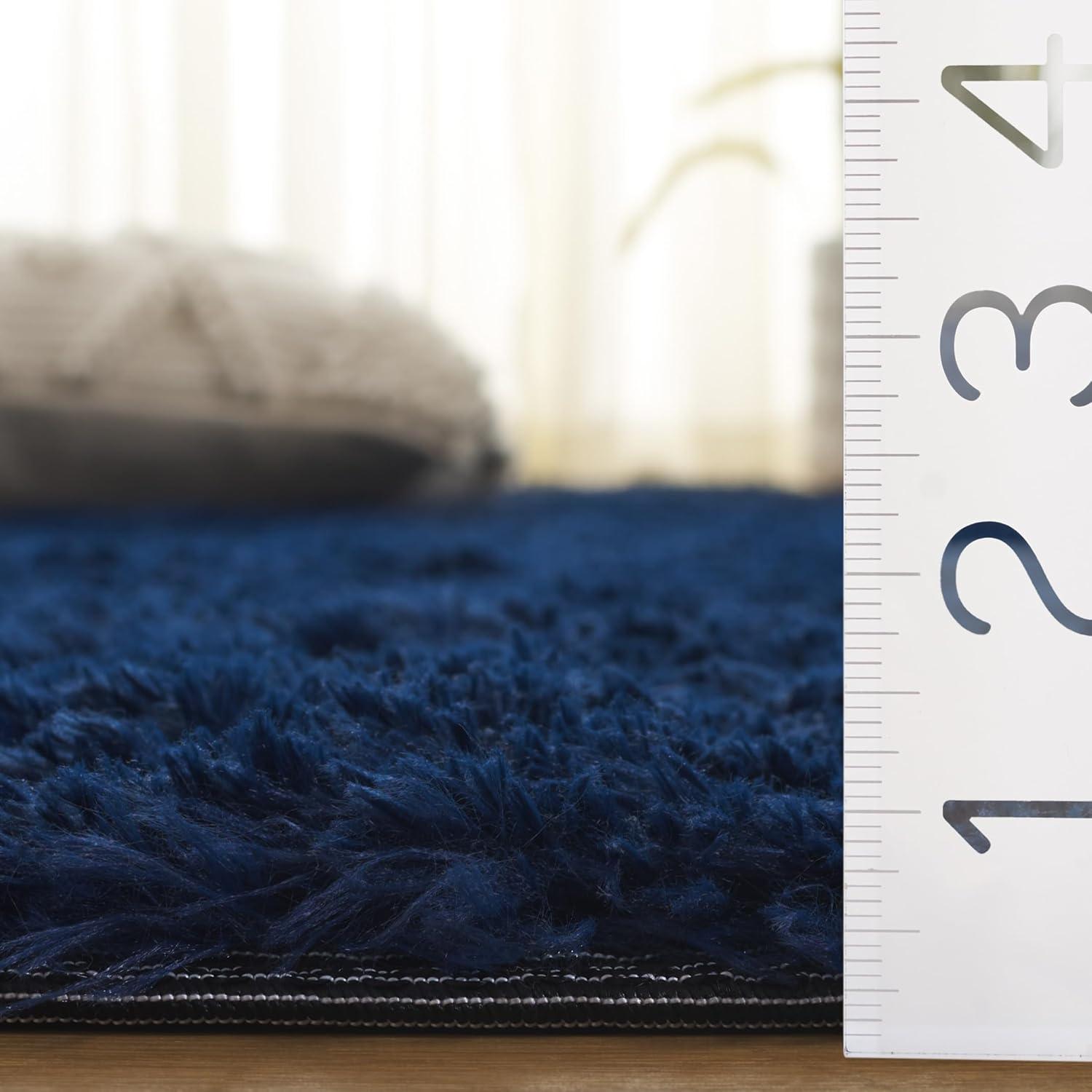 image:imageSAFAVIEH Rainbow Shag Collection Area Rug 8 x 10 Grey Slip Resistant NonShedding amp Easy Care 16inch Thick Ideal for Living Room Bedroom Home Office Dining Space RBO101F8Navy