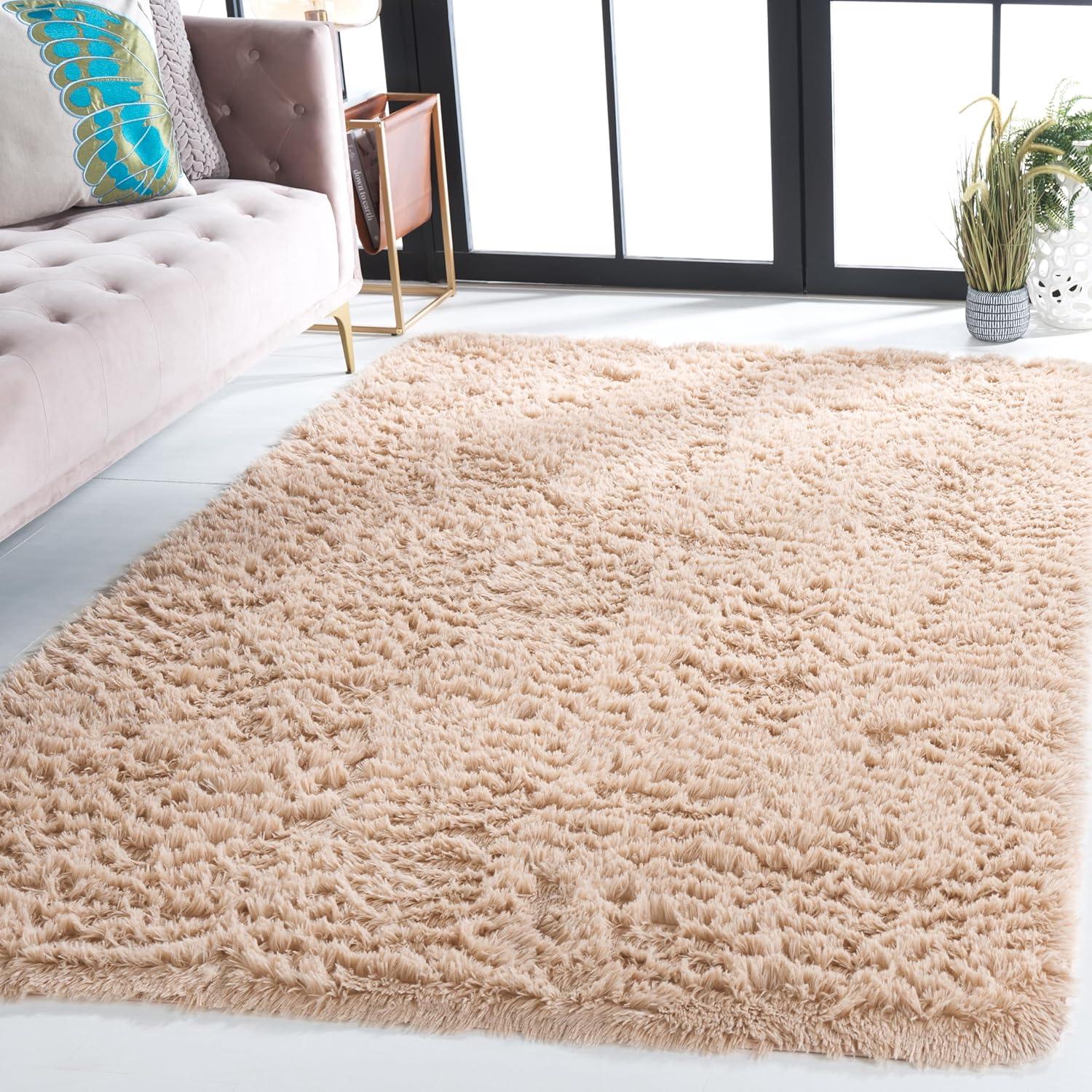 image:imageSAFAVIEH Rainbow Shag Collection Area Rug 8 x 10 Grey Slip Resistant NonShedding amp Easy Care 16inch Thick Ideal for Living Room Bedroom Home Office Dining Space RBO101F8Beige