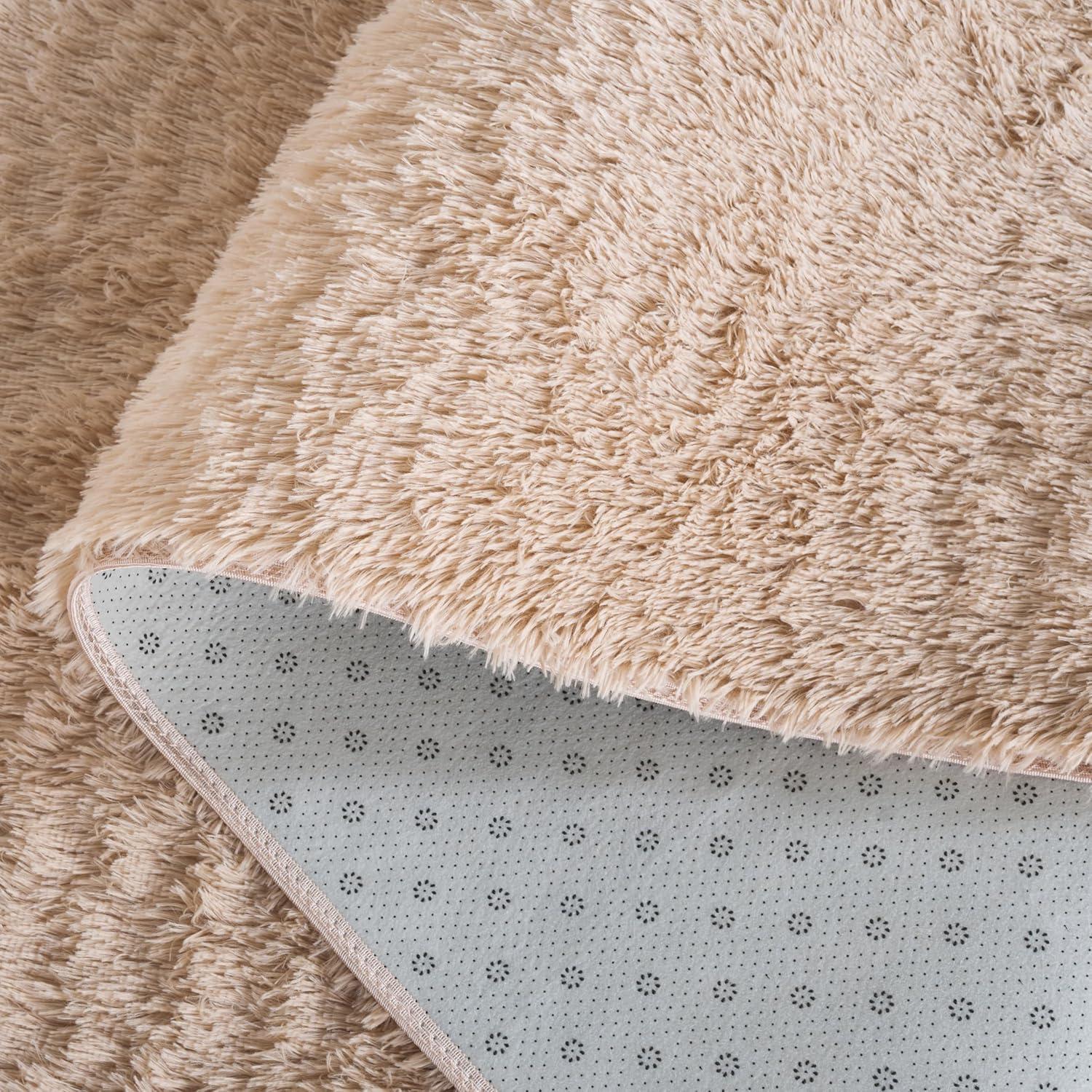 image:imageSAFAVIEH Rainbow Shag Collection Area Rug 8 x 10 Grey Slip Resistant NonShedding amp Easy Care 16inch Thick Ideal for Living Room Bedroom Home Office Dining Space RBO101F8Beige