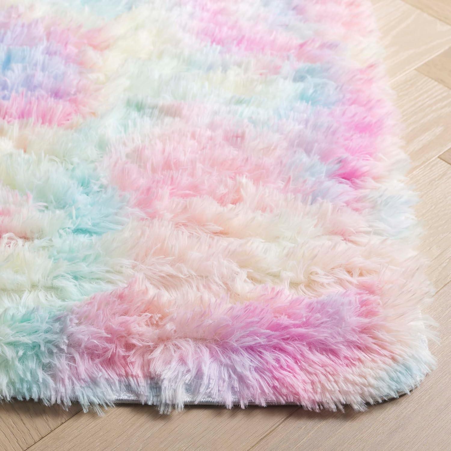 image:imageSAFAVIEH Rainbow Shag Collection Area Rug 8 x 10 Light Beige Slip Resistant NonShedding amp Easy Care 16inch Thick Ideal for Living Room Bedroom Home Office Dining Space RBO100A8Rainbow