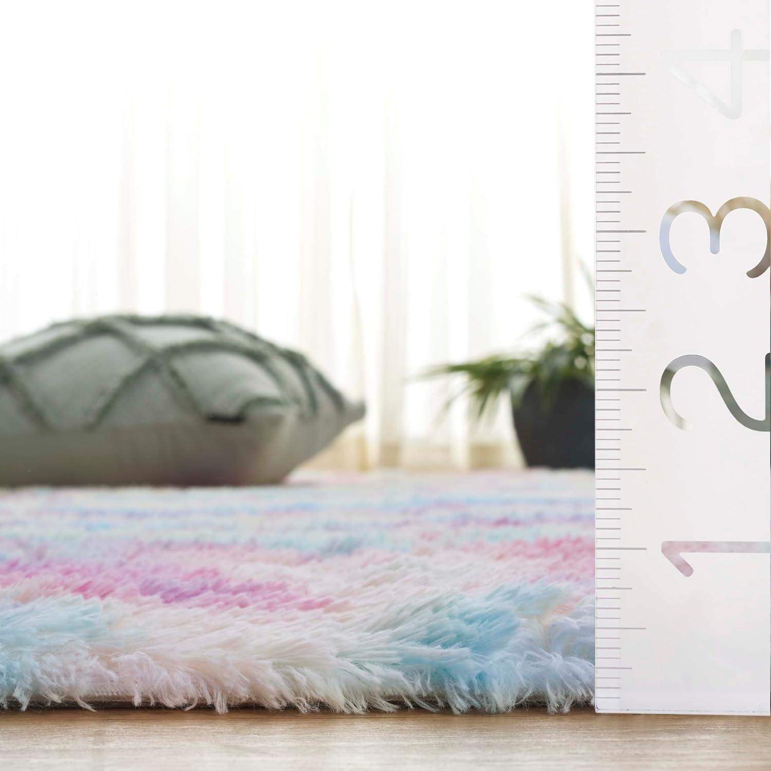 image:imageSAFAVIEH Rainbow Shag Collection Area Rug 8 x 10 Light Beige Slip Resistant NonShedding amp Easy Care 16inch Thick Ideal for Living Room Bedroom Home Office Dining Space RBO100A8Rainbow