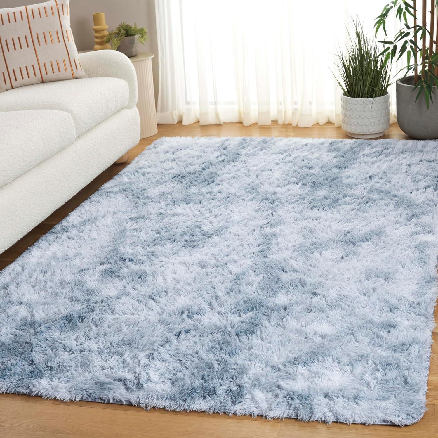 image:imageSAFAVIEH Rainbow Shag Collection Area Rug 8 x 10 Light Beige Slip Resistant NonShedding amp Easy Care 16inch Thick Ideal for Living Room Bedroom Home Office Dining Space RBO100A8Light Grey