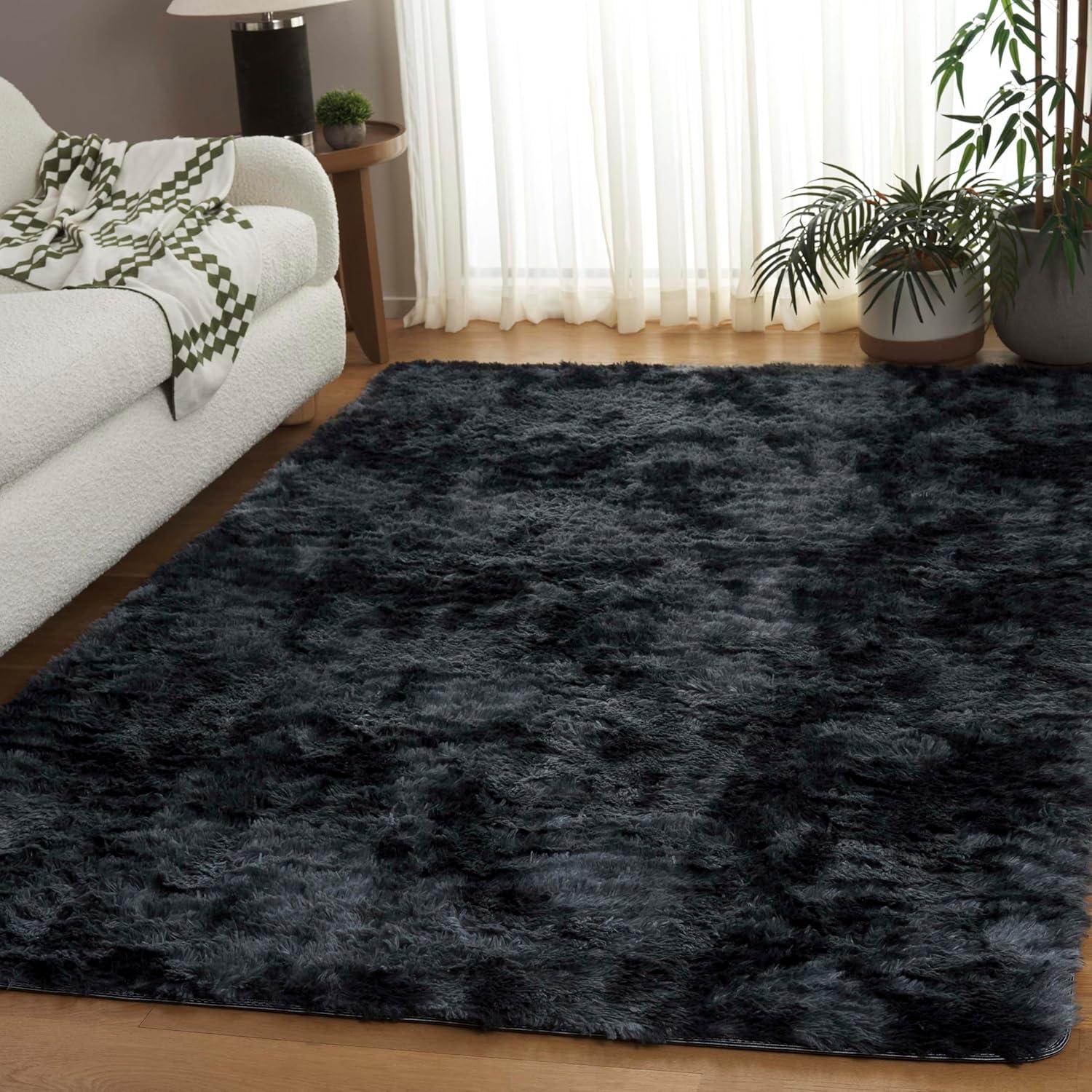 image:imageSAFAVIEH Rainbow Shag Collection Area Rug 8 x 10 Light Beige Slip Resistant NonShedding amp Easy Care 16inch Thick Ideal for Living Room Bedroom Home Office Dining Space RBO100A8Dark Grey