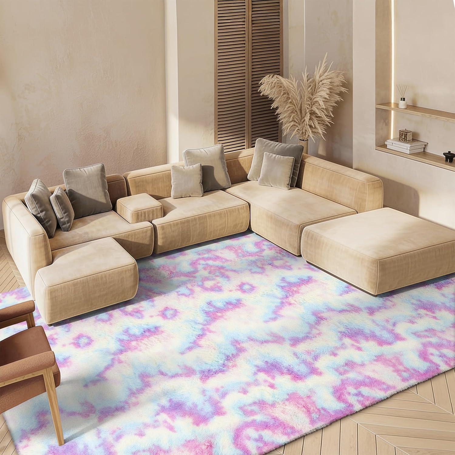image:imageSAFAVIEH Rainbow Shag Collection Area Rug 8 x 10 Light Beige Slip Resistant NonShedding amp Easy Care 16inch Thick Ideal for Living Room Bedroom Home Office Dining Space RBO100A8Rainbow
