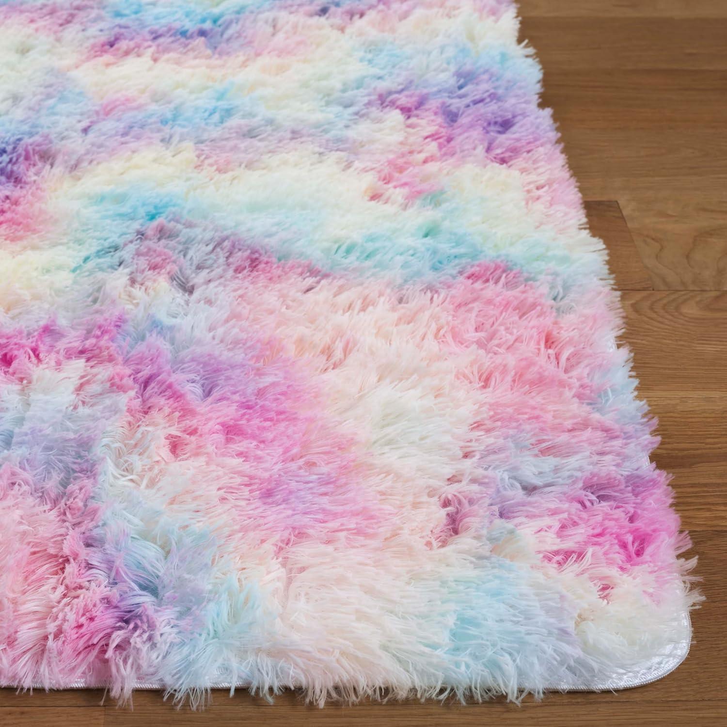 image:imageSAFAVIEH Rainbow Shag Collection Area Rug 8 x 10 Light Beige Slip Resistant NonShedding amp Easy Care 16inch Thick Ideal for Living Room Bedroom Home Office Dining Space RBO100A8Rainbow