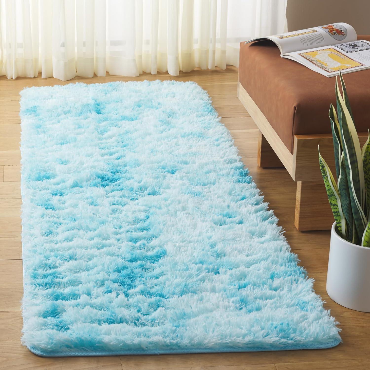image:imageSAFAVIEH Rainbow Shag Collection Area Rug 8 x 10 Light Beige Slip Resistant NonShedding amp Easy Care 16inch Thick Ideal for Living Room Bedroom Home Office Dining Space RBO100A8Aqua