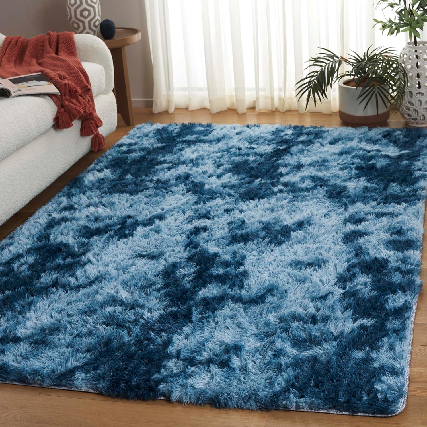 image:imageSAFAVIEH Rainbow Shag Collection Area Rug 8 x 10 Light Beige Slip Resistant NonShedding amp Easy Care 16inch Thick Ideal for Living Room Bedroom Home Office Dining Space RBO100A8Blue
