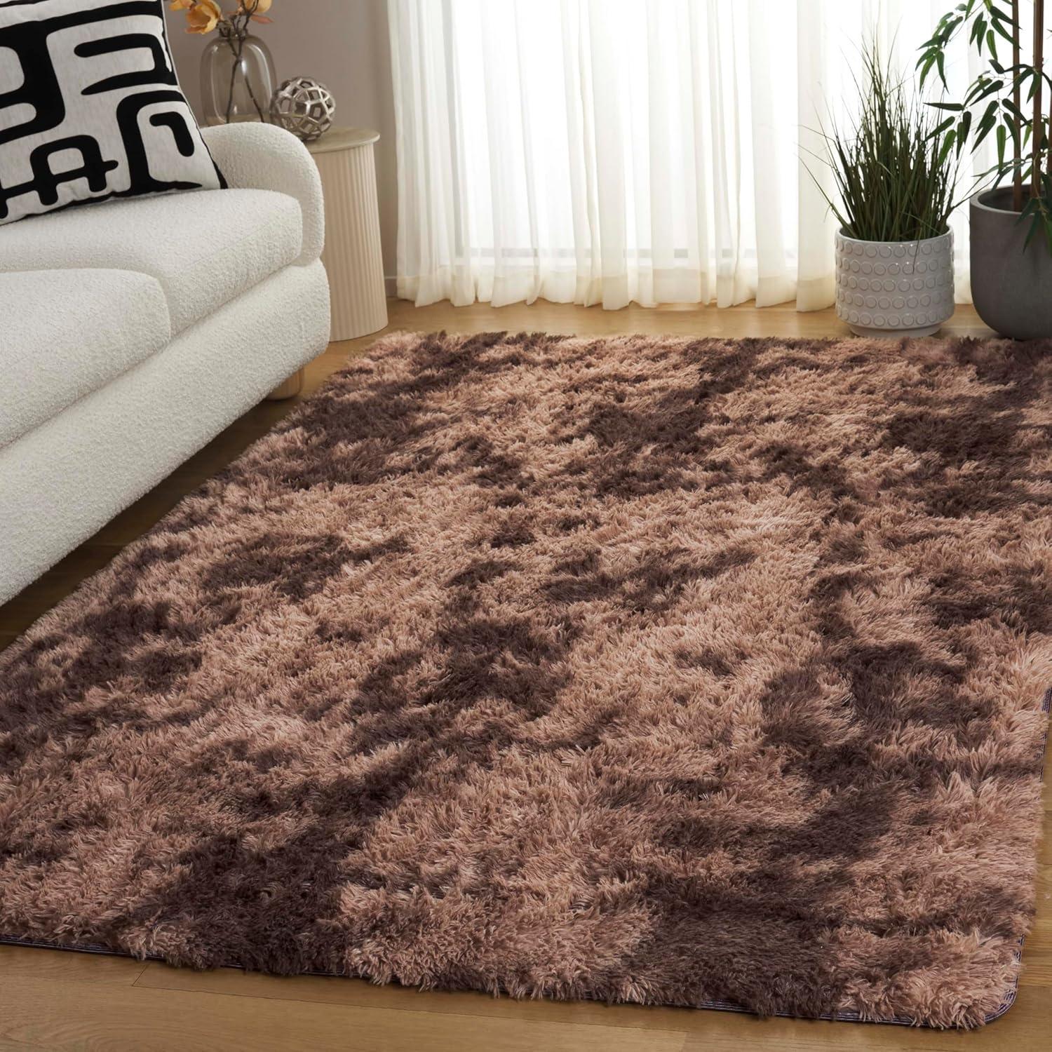 image:imageSAFAVIEH Rainbow Shag Collection Area Rug 8 x 10 Light Beige Slip Resistant NonShedding amp Easy Care 16inch Thick Ideal for Living Room Bedroom Home Office Dining Space RBO100A8Brown