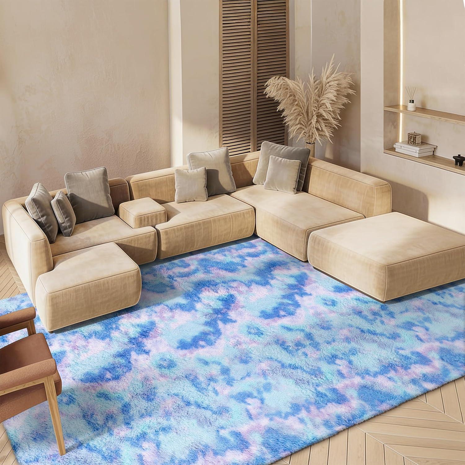 image:imageSAFAVIEH Rainbow Shag Collection Area Rug 8 x 10 Light Beige Slip Resistant NonShedding amp Easy Care 16inch Thick Ideal for Living Room Bedroom Home Office Dining Space RBO100A8RainbowMulti