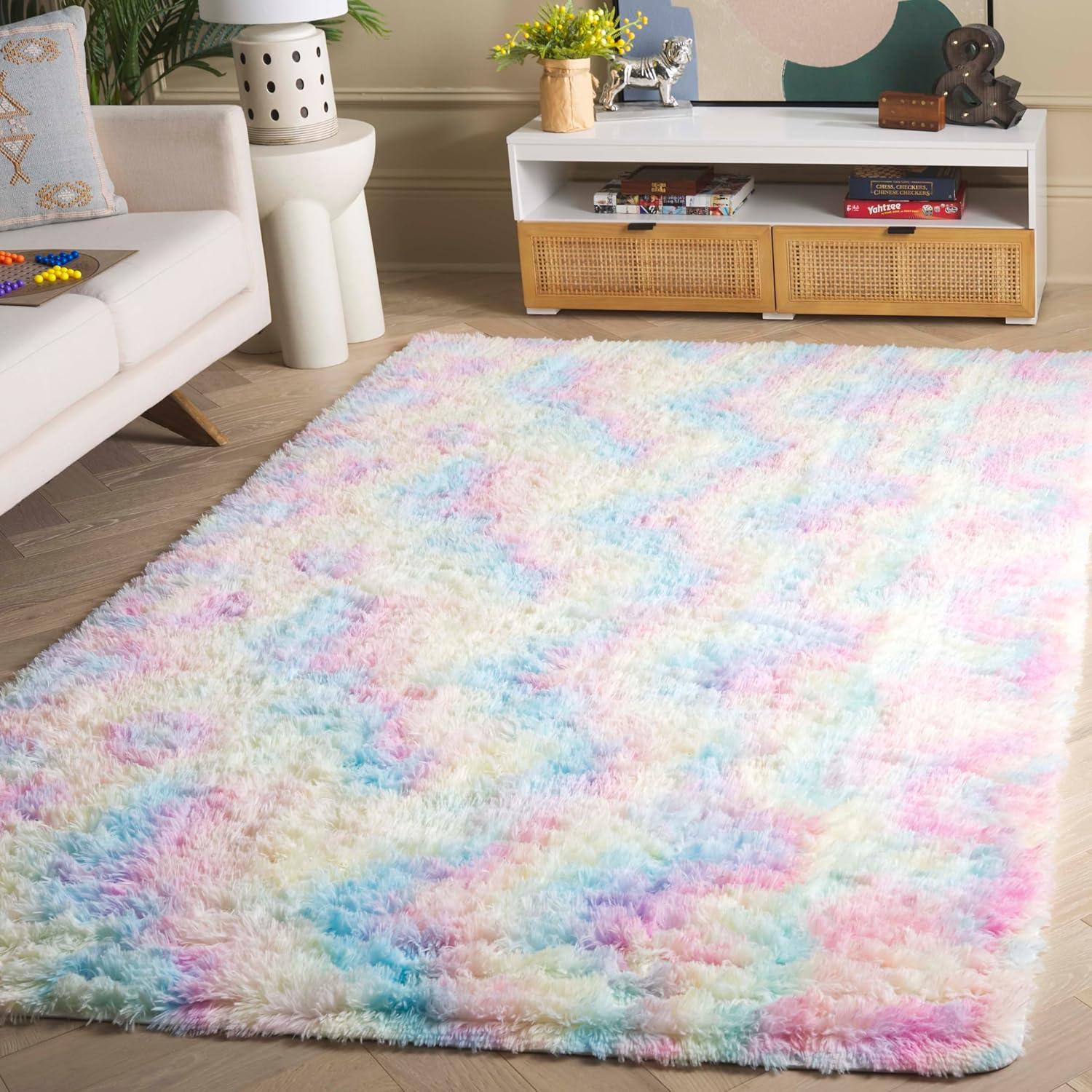 image:imageSAFAVIEH Rainbow Shag Collection Area Rug 8 x 10 Light Beige Slip Resistant NonShedding amp Easy Care 16inch Thick Ideal for Living Room Bedroom Home Office Dining Space RBO100A8Rainbow