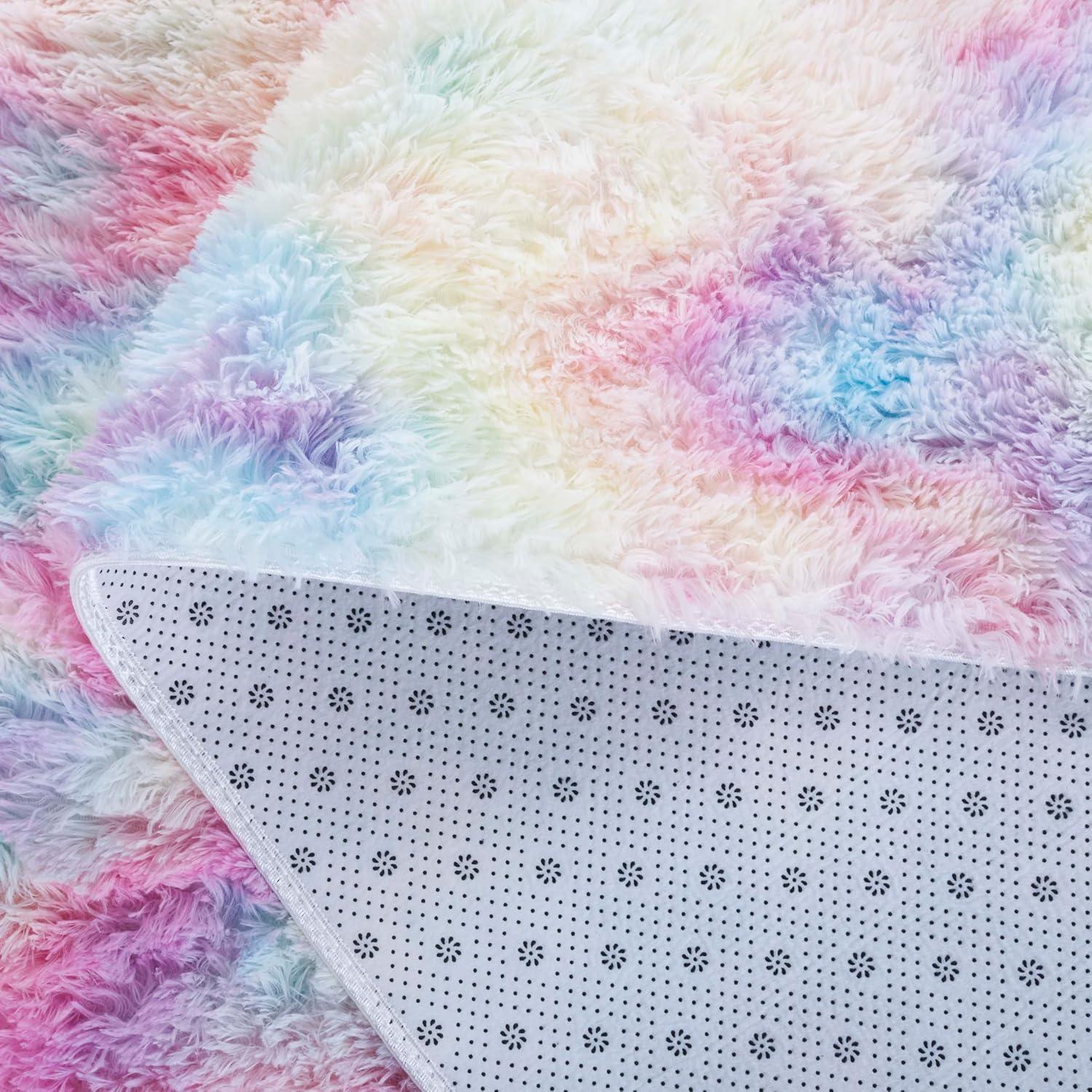 image:imageSAFAVIEH Rainbow Shag Collection Area Rug 8 x 10 Light Beige Slip Resistant NonShedding amp Easy Care 16inch Thick Ideal for Living Room Bedroom Home Office Dining Space RBO100A8Rainbow