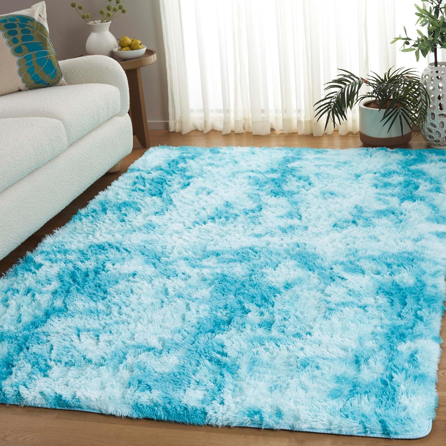 image:imageSAFAVIEH Rainbow Shag Collection Area Rug 8 x 10 Light Beige Slip Resistant NonShedding amp Easy Care 16inch Thick Ideal for Living Room Bedroom Home Office Dining Space RBO100A8Aqua