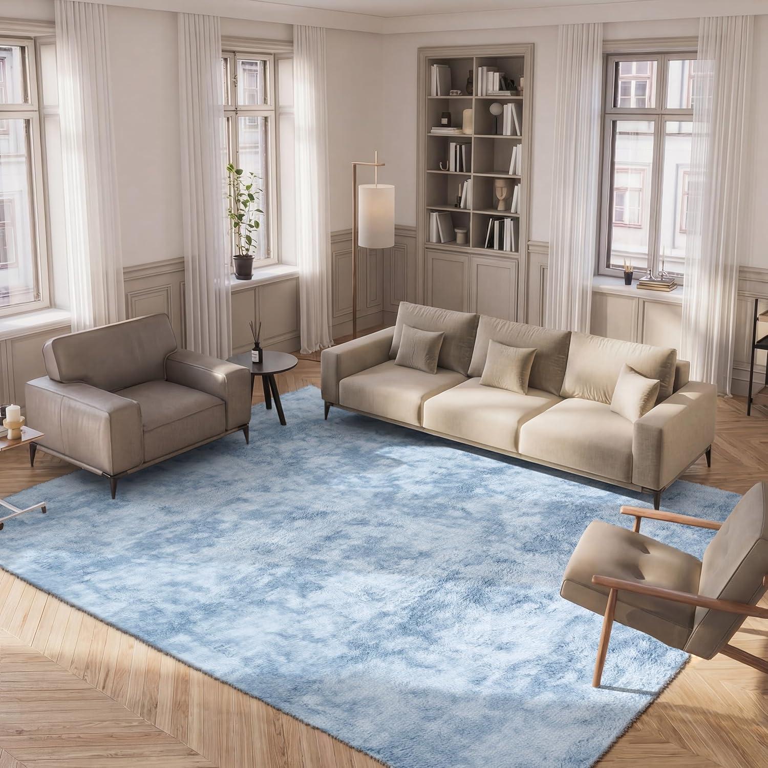 image:imageSAFAVIEH Rainbow Shag Collection Area Rug 8 x 10 Light Beige Slip Resistant NonShedding amp Easy Care 16inch Thick Ideal for Living Room Bedroom Home Office Dining Space RBO100A8Light Grey