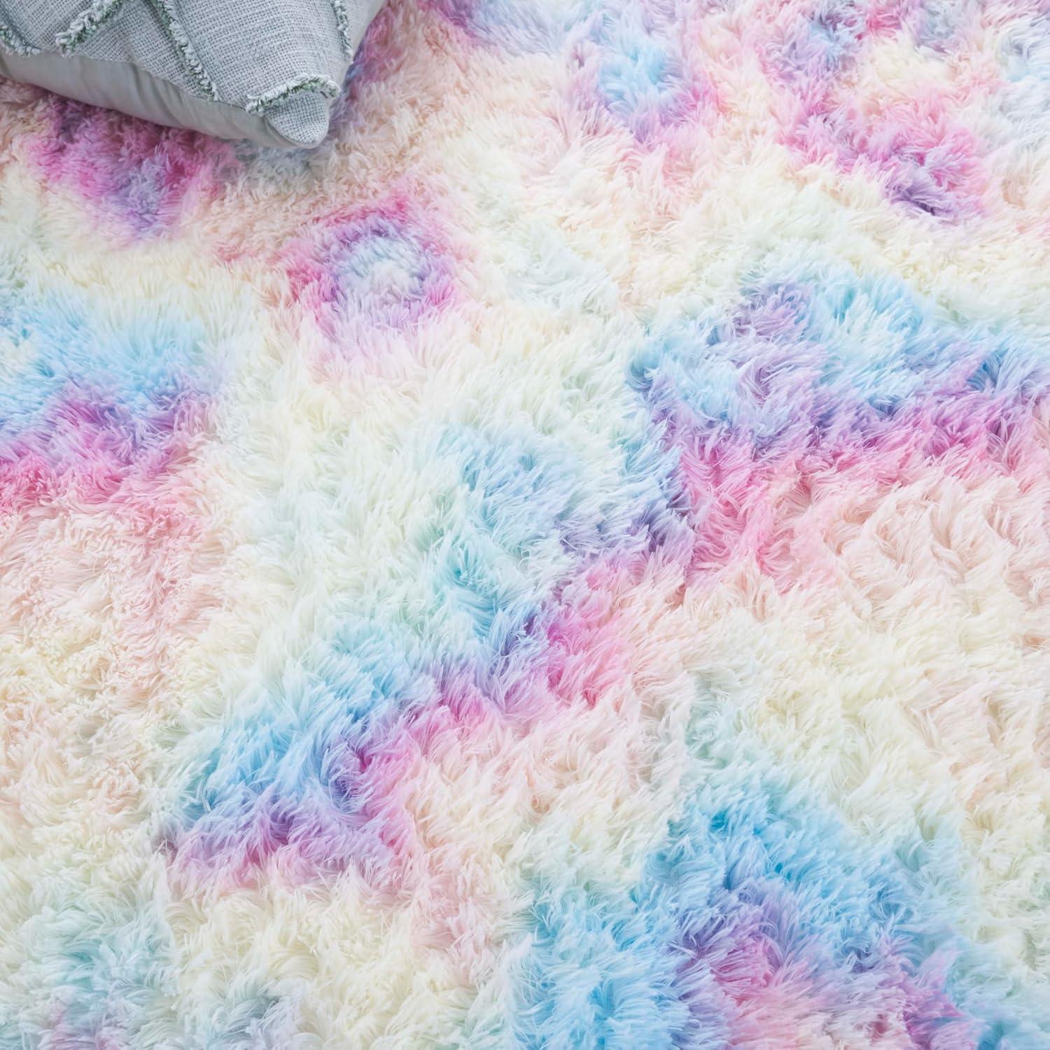 image:imageSAFAVIEH Rainbow Shag Collection Area Rug 8 x 10 Light Beige Slip Resistant NonShedding amp Easy Care 16inch Thick Ideal for Living Room Bedroom Home Office Dining Space RBO100A8Rainbow