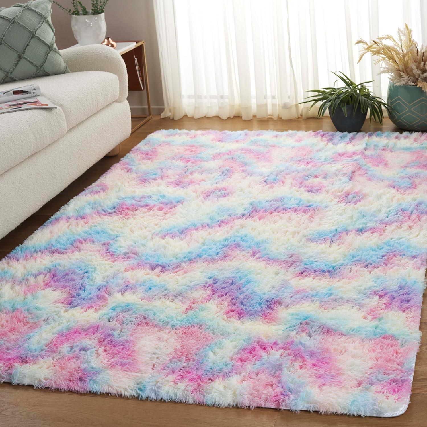 image:imageSAFAVIEH Rainbow Shag Collection Area Rug 8 x 10 Light Beige Slip Resistant NonShedding amp Easy Care 16inch Thick Ideal for Living Room Bedroom Home Office Dining Space RBO100A8Rainbow