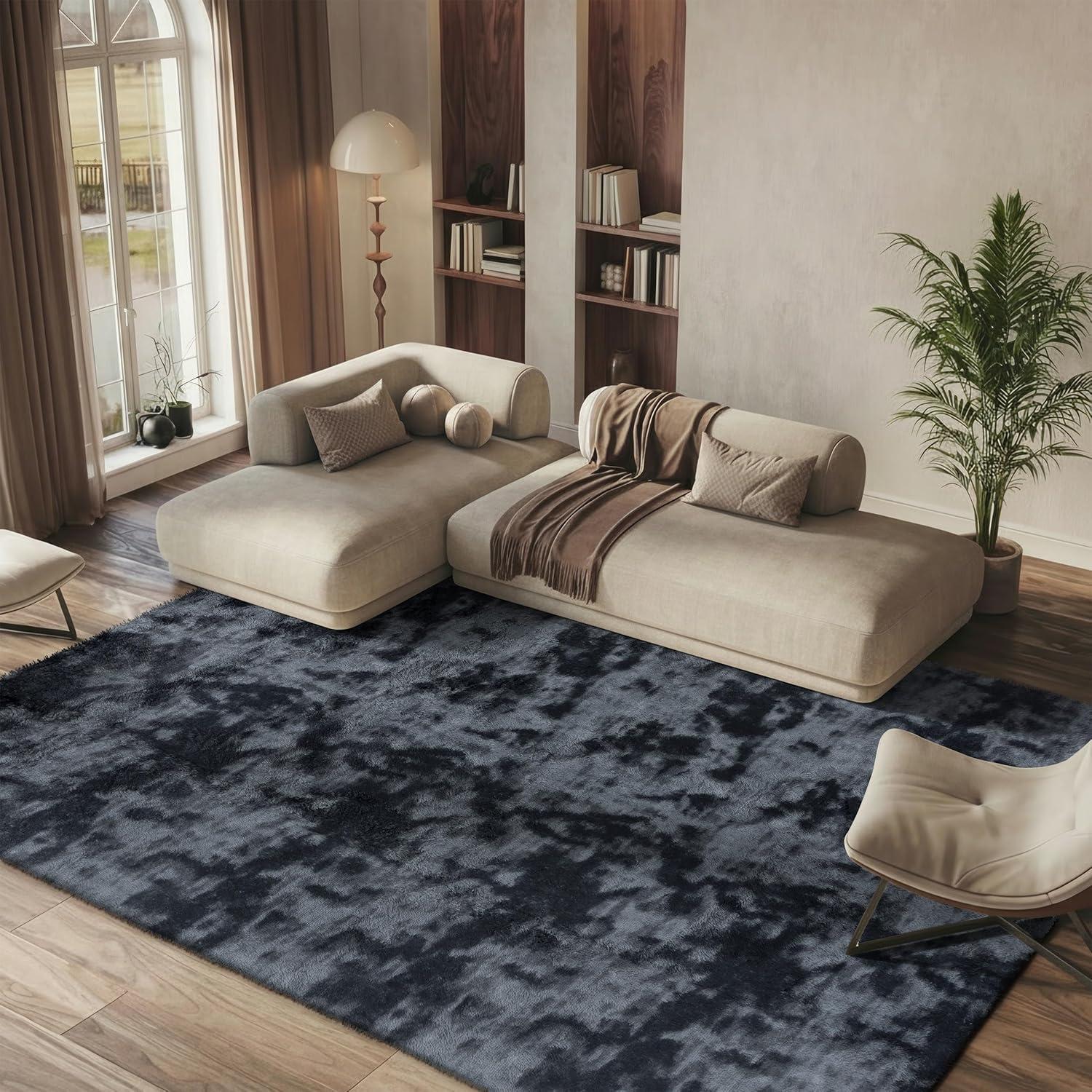 image:imageSAFAVIEH Rainbow Shag Collection Area Rug 8 x 10 Light Beige Slip Resistant NonShedding amp Easy Care 16inch Thick Ideal for Living Room Bedroom Home Office Dining Space RBO100A8Dark Grey