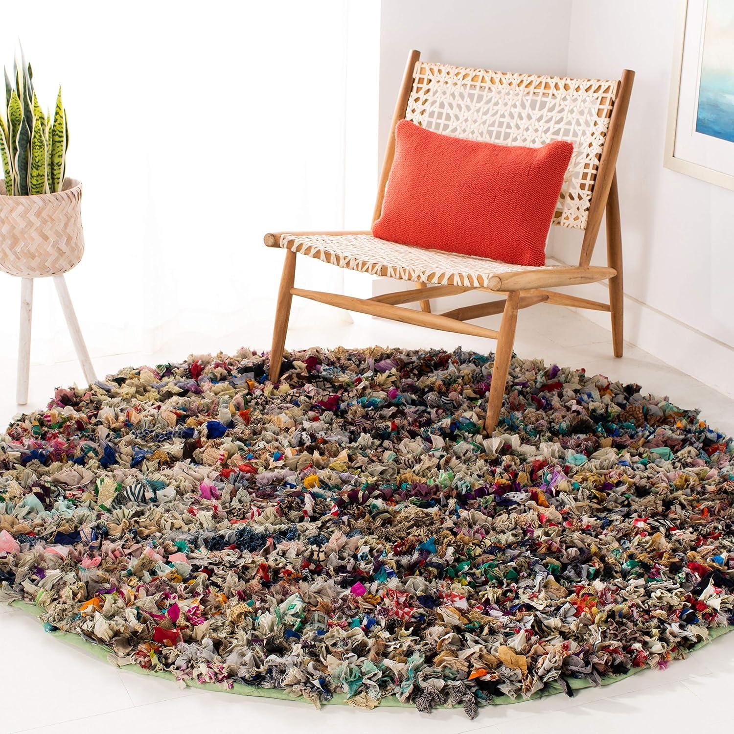 image:imageSAFAVIEH Rio Shag Collection Area Rug 5 x 8 Green amp Multi Handmade Decorative 35inch Thick Ideal for High Traffic Areas in Living Room Bedroom SG951AGreyMulti