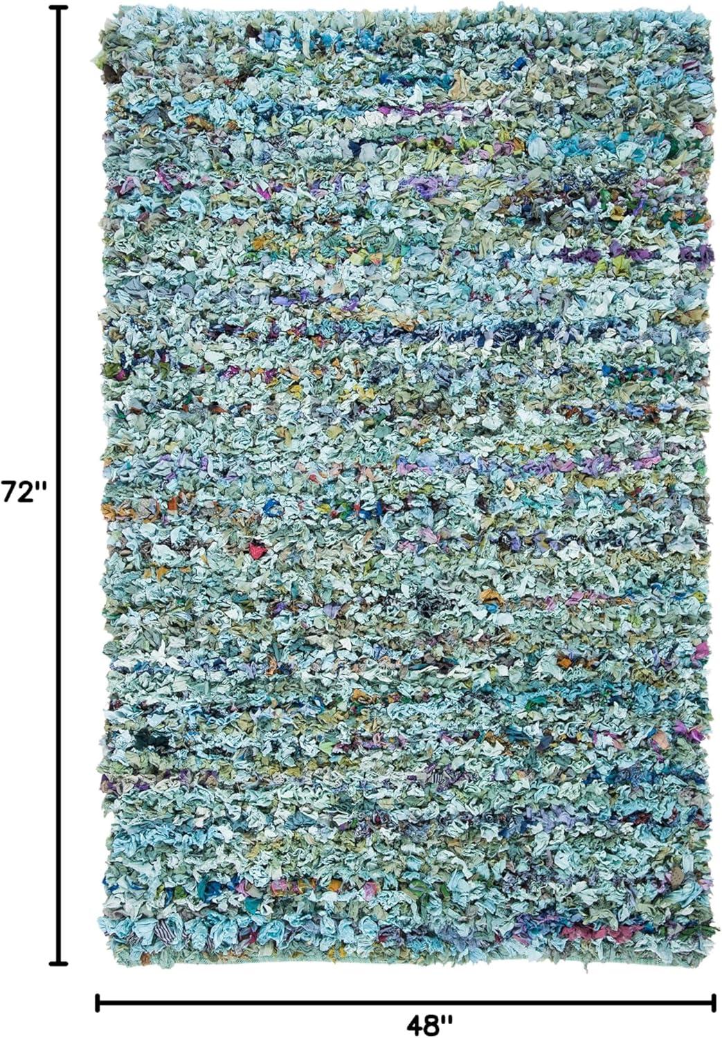image:imageSAFAVIEH Rio Shag Collection Area Rug 5 x 8 Green amp Multi Handmade Decorative 35inch Thick Ideal for High Traffic Areas in Living Room Bedroom SG951ABlueMulti
