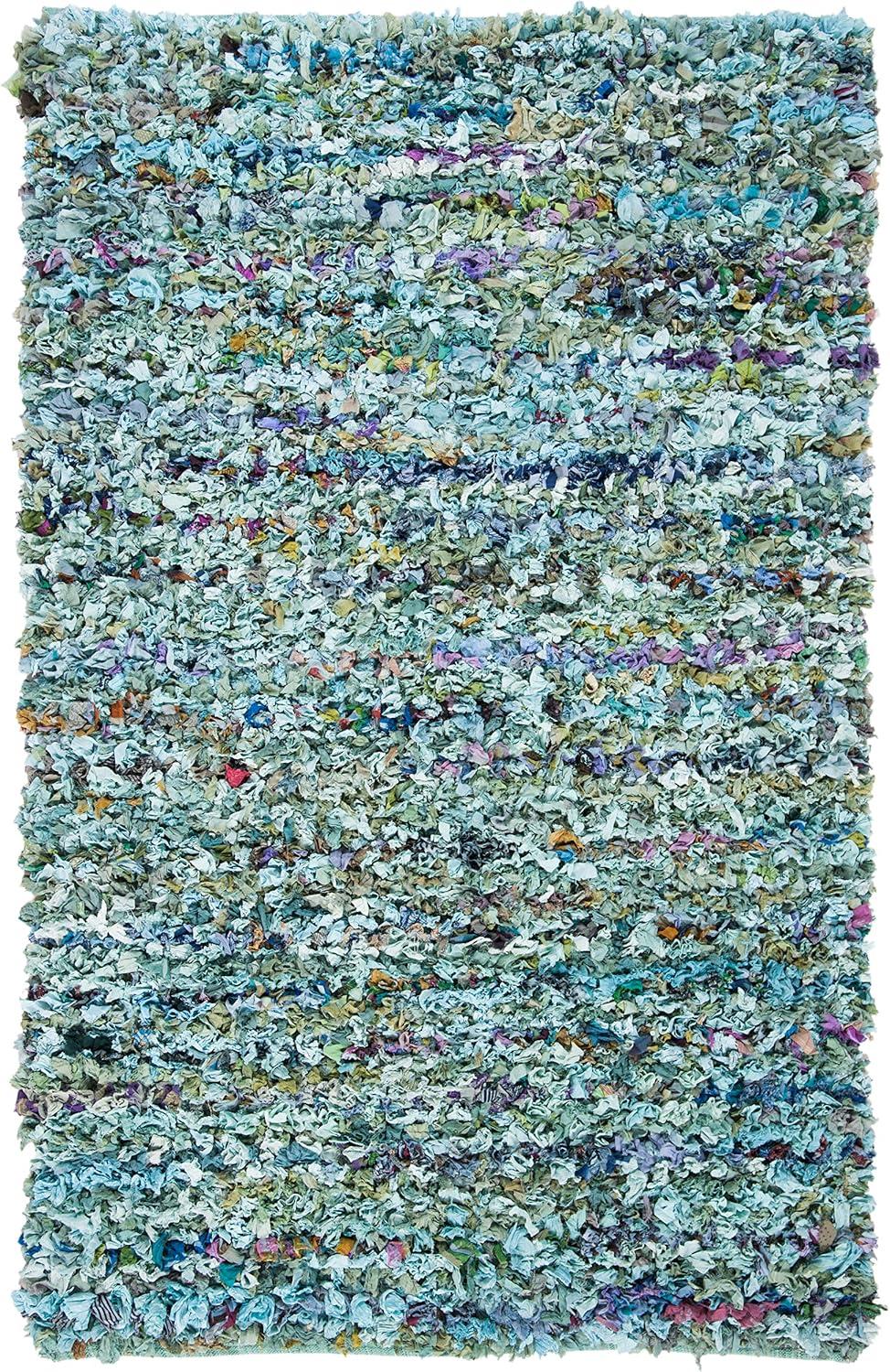 image:imageSAFAVIEH Rio Shag Collection Area Rug 5 x 8 Green amp Multi Handmade Decorative 35inch Thick Ideal for High Traffic Areas in Living Room Bedroom SG951ABlueMulti
