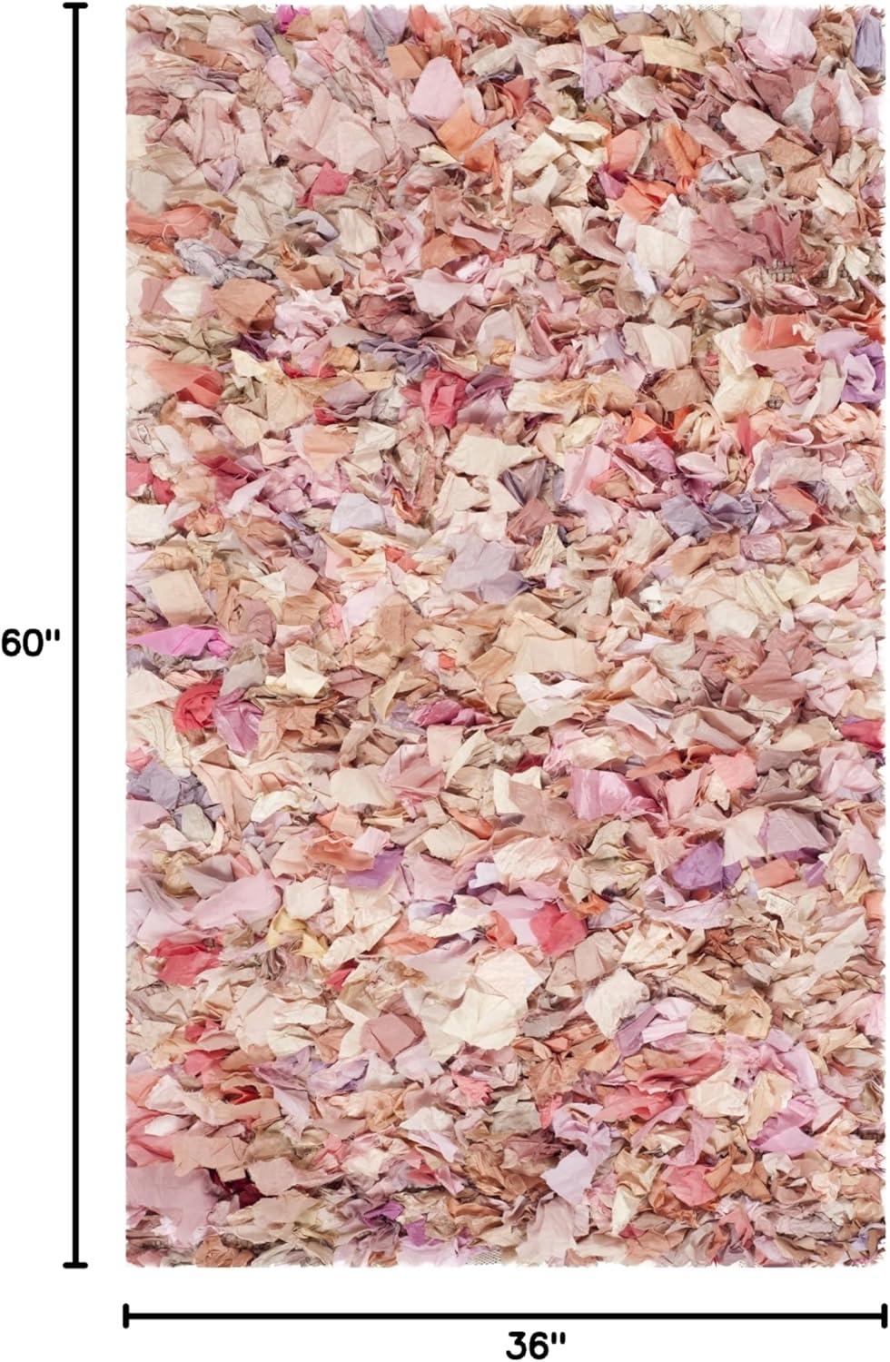 image:imageSAFAVIEH Rio Shag Collection Area Rug 5 x 8 Green amp Multi Handmade Decorative 35inch Thick Ideal for High Traffic Areas in Living Room Bedroom SG951AIvoryPink