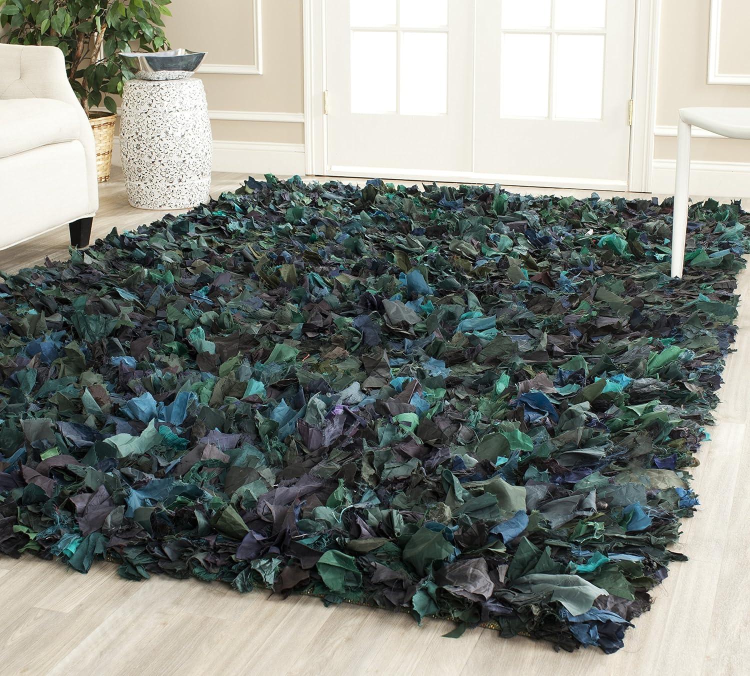 image:imageSAFAVIEH Rio Shag Collection Area Rug 5 x 8 Green amp Multi Handmade Decorative 35inch Thick Ideal for High Traffic Areas in Living Room Bedroom SG951AGreenMulti