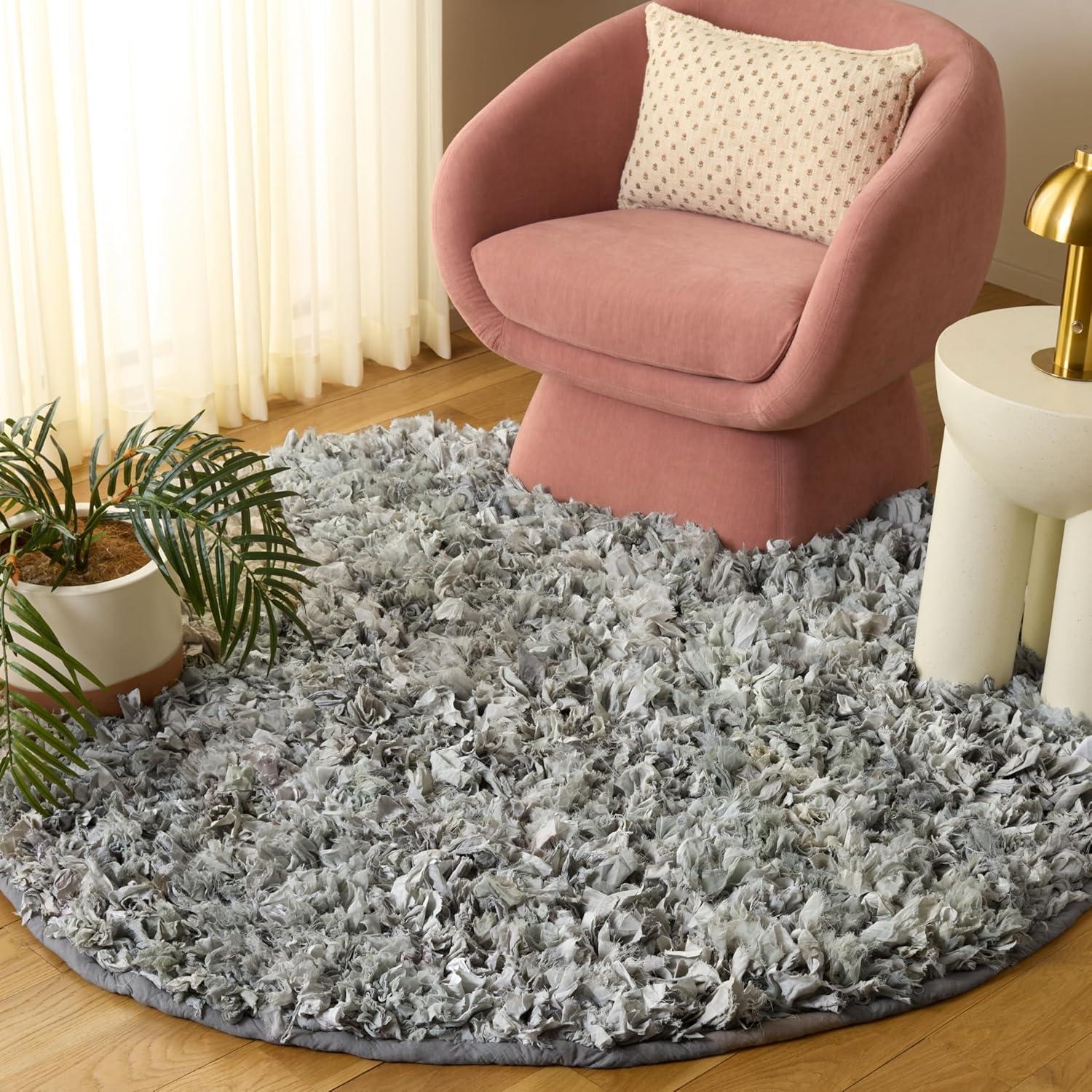 image:imageSAFAVIEH Rio Shag Collection Area Rug 5 x 8 Green amp Multi Handmade Decorative 35inch Thick Ideal for High Traffic Areas in Living Room Bedroom SG951ALight Blue