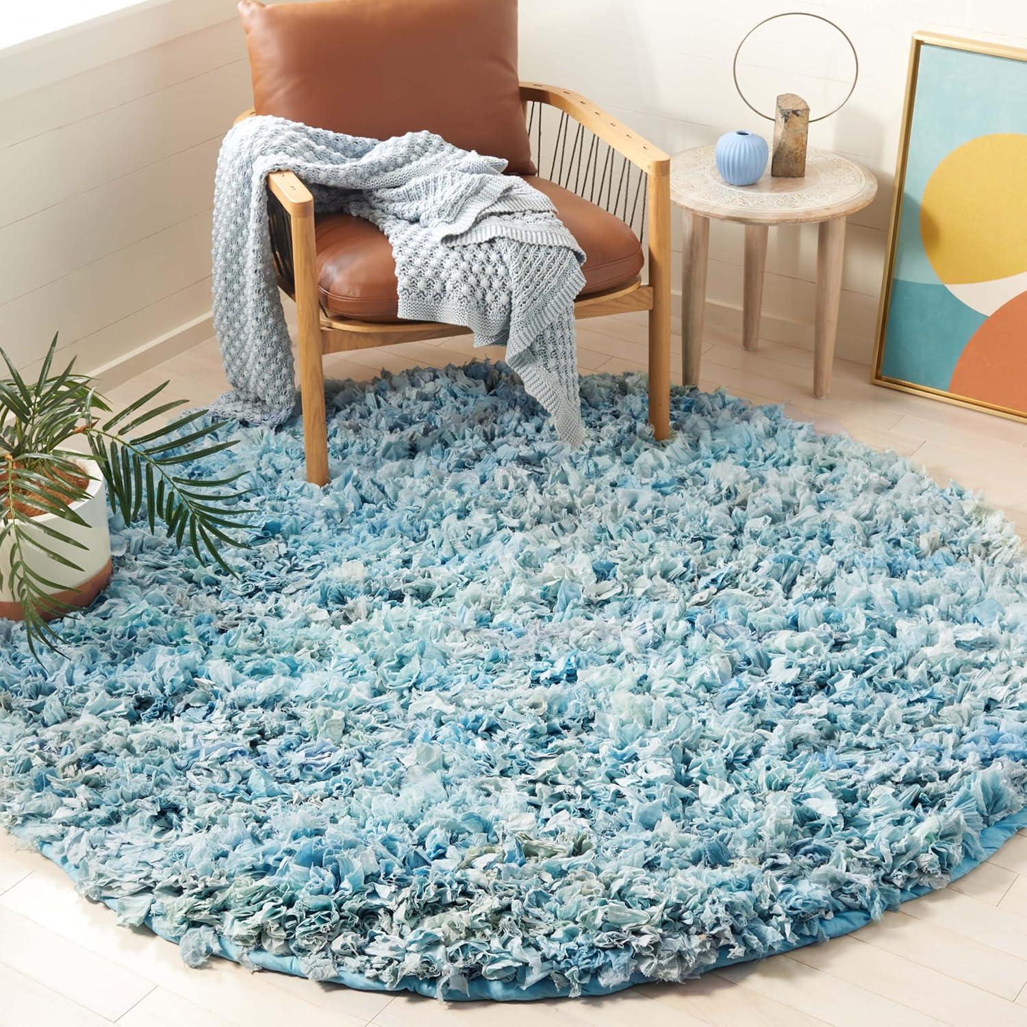 image:imageSAFAVIEH Rio Shag Collection Area Rug 5 x 8 Green amp Multi Handmade Decorative 35inch Thick Ideal for High Traffic Areas in Living Room Bedroom SG951ASky