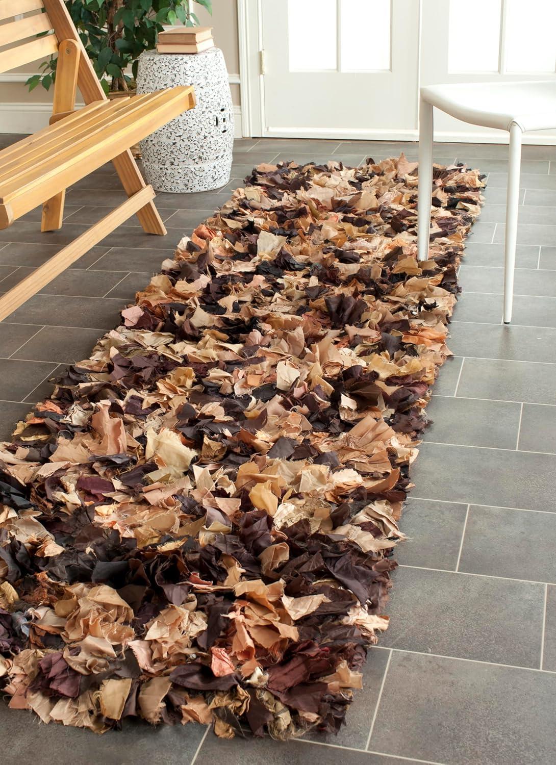 image:imageSAFAVIEH Rio Shag Collection Area Rug 5 x 8 Green amp Multi Handmade Decorative 35inch Thick Ideal for High Traffic Areas in Living Room Bedroom SG951ABrownMulti