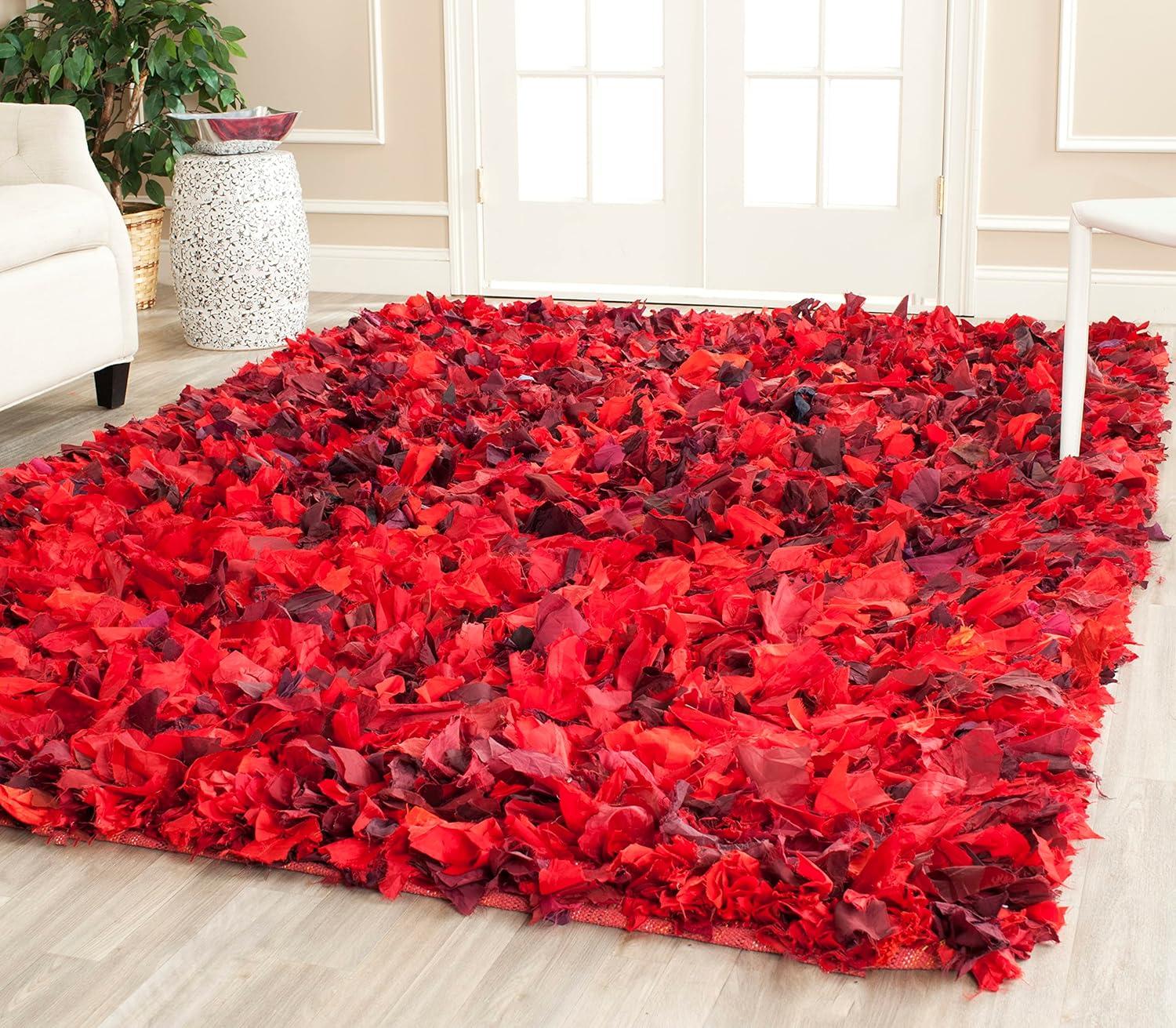 image:imageSAFAVIEH Rio Shag Collection Area Rug 5 x 8 Green amp Multi Handmade Decorative 35inch Thick Ideal for High Traffic Areas in Living Room Bedroom SG951ARedMulti