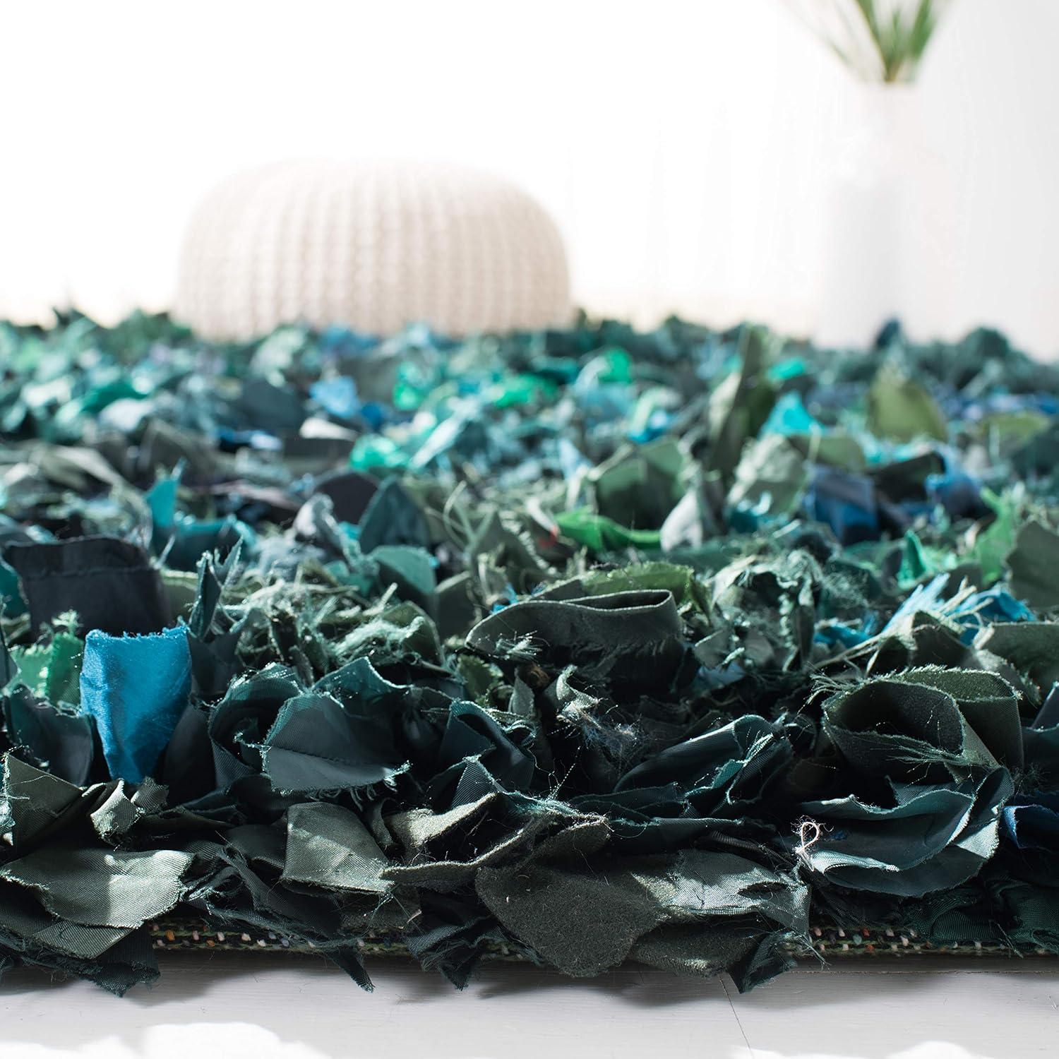 image:imageSAFAVIEH Rio Shag Collection Area Rug 5 x 8 Green amp Multi Handmade Decorative 35inch Thick Ideal for High Traffic Areas in Living Room Bedroom SG951AGreenMulti