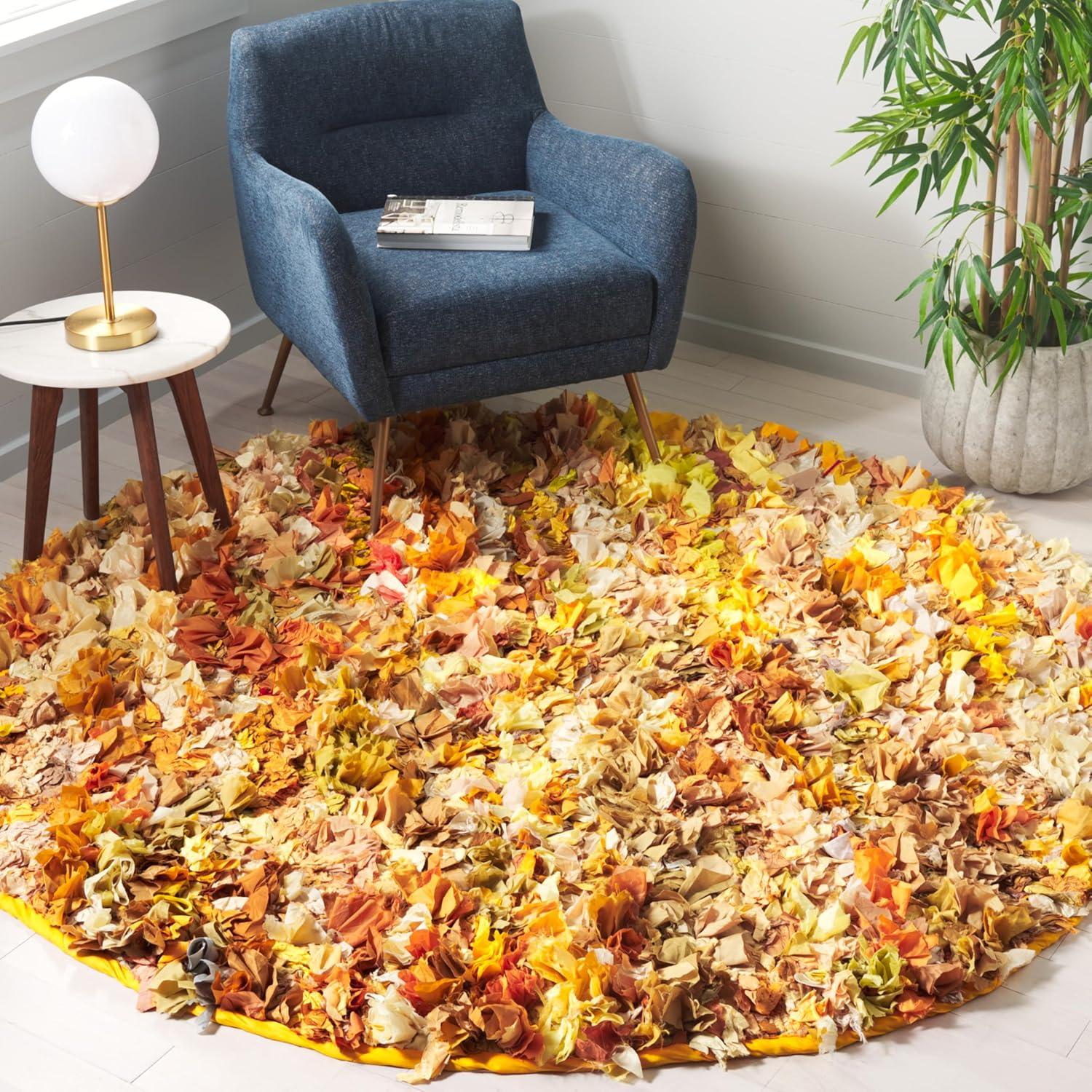 image:imageSAFAVIEH Rio Shag Collection Area Rug 5 x 8 Green amp Multi Handmade Decorative 35inch Thick Ideal for High Traffic Areas in Living Room Bedroom SG951AGoldMulti