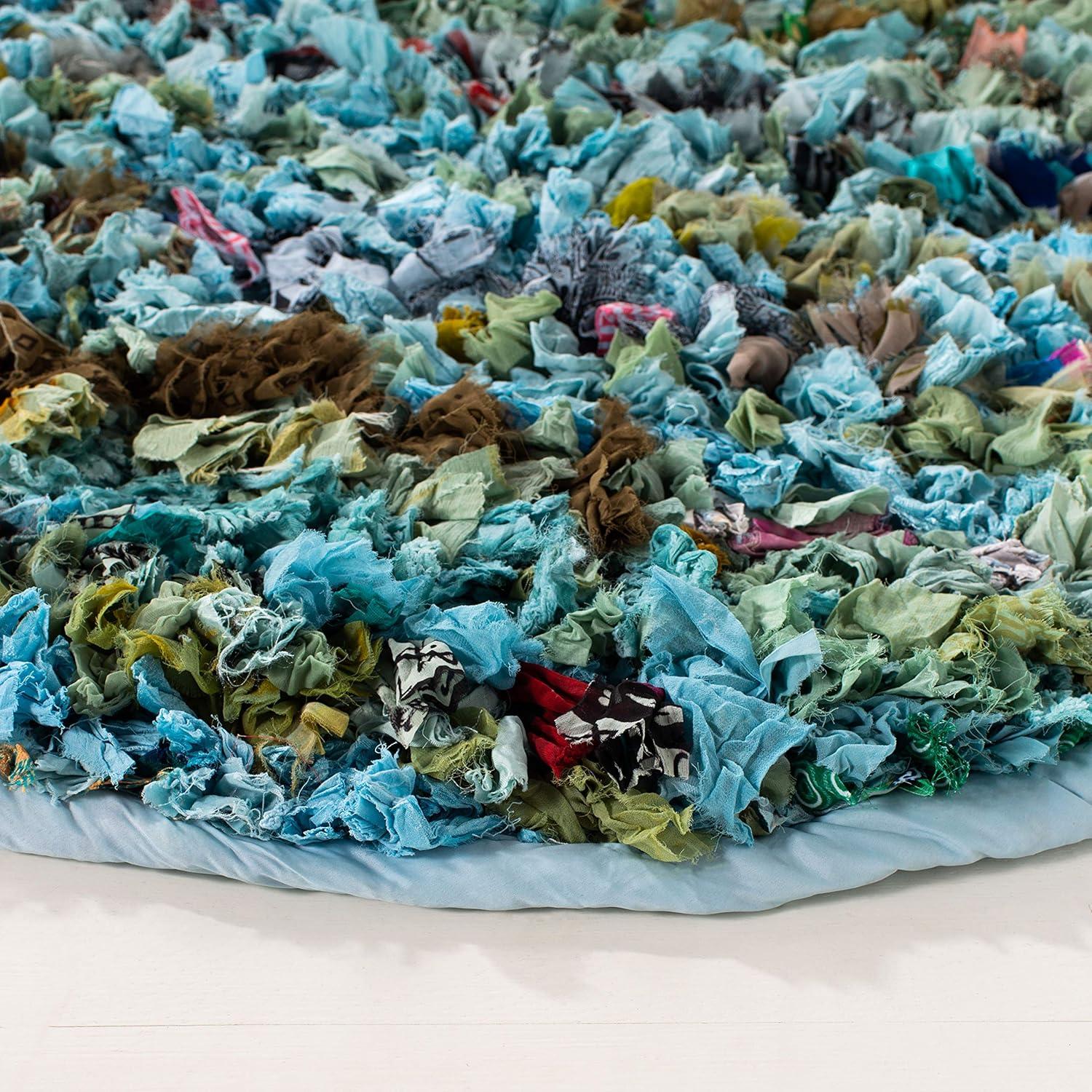 image:imageSAFAVIEH Rio Shag Collection Area Rug 5 x 8 Green amp Multi Handmade Decorative 35inch Thick Ideal for High Traffic Areas in Living Room Bedroom SG951ABlueMulti