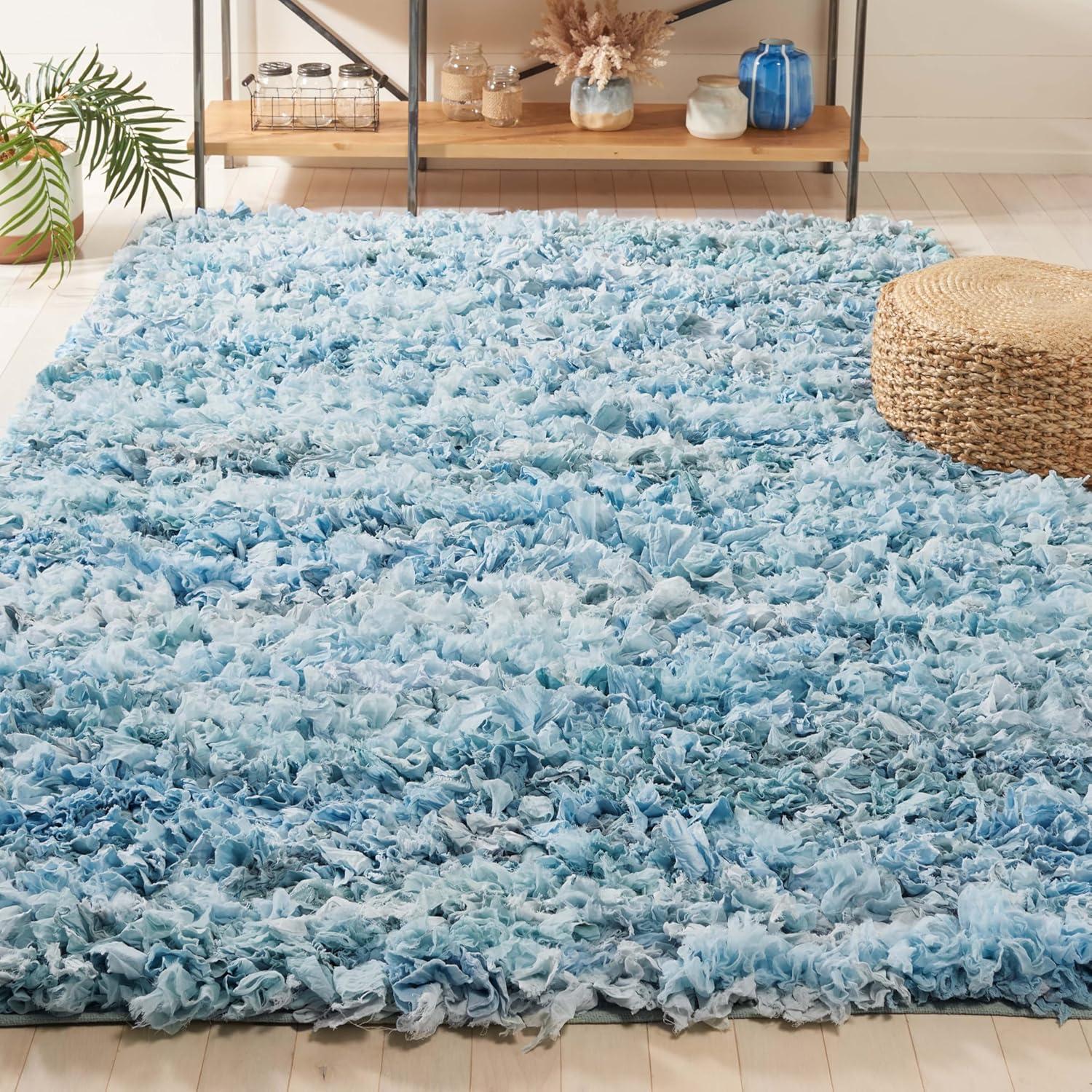 image:imageSAFAVIEH Rio Shag Collection Area Rug 5 x 8 Green amp Multi Handmade Decorative 35inch Thick Ideal for High Traffic Areas in Living Room Bedroom SG951ASky
