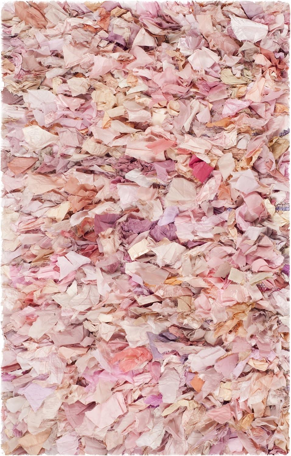 image:imageSAFAVIEH Rio Shag Collection Area Rug 5 x 8 Green amp Multi Handmade Decorative 35inch Thick Ideal for High Traffic Areas in Living Room Bedroom SG951AIvoryPink