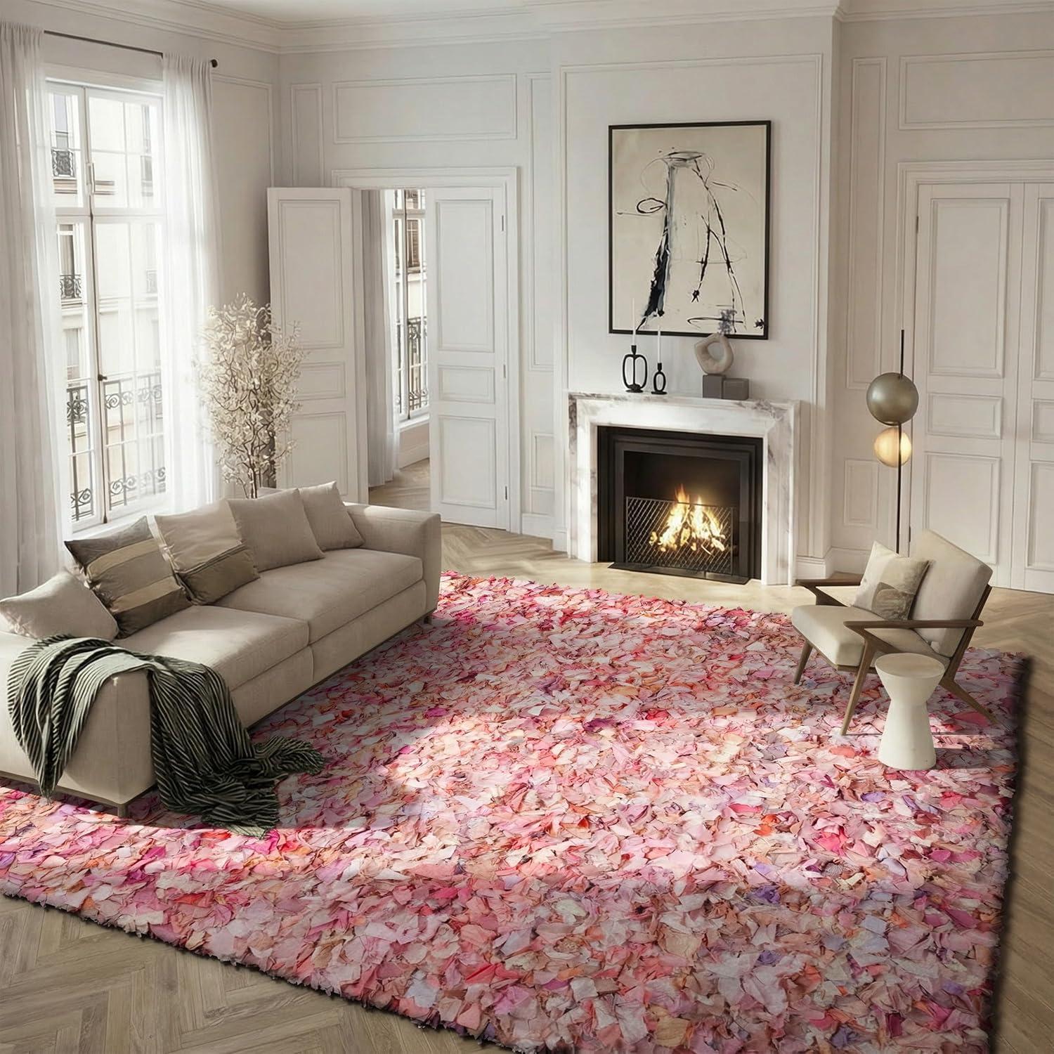 image:imageSAFAVIEH Rio Shag Collection Area Rug 5 x 8 Green amp Multi Handmade Decorative 35inch Thick Ideal for High Traffic Areas in Living Room Bedroom SG951AIvoryPink