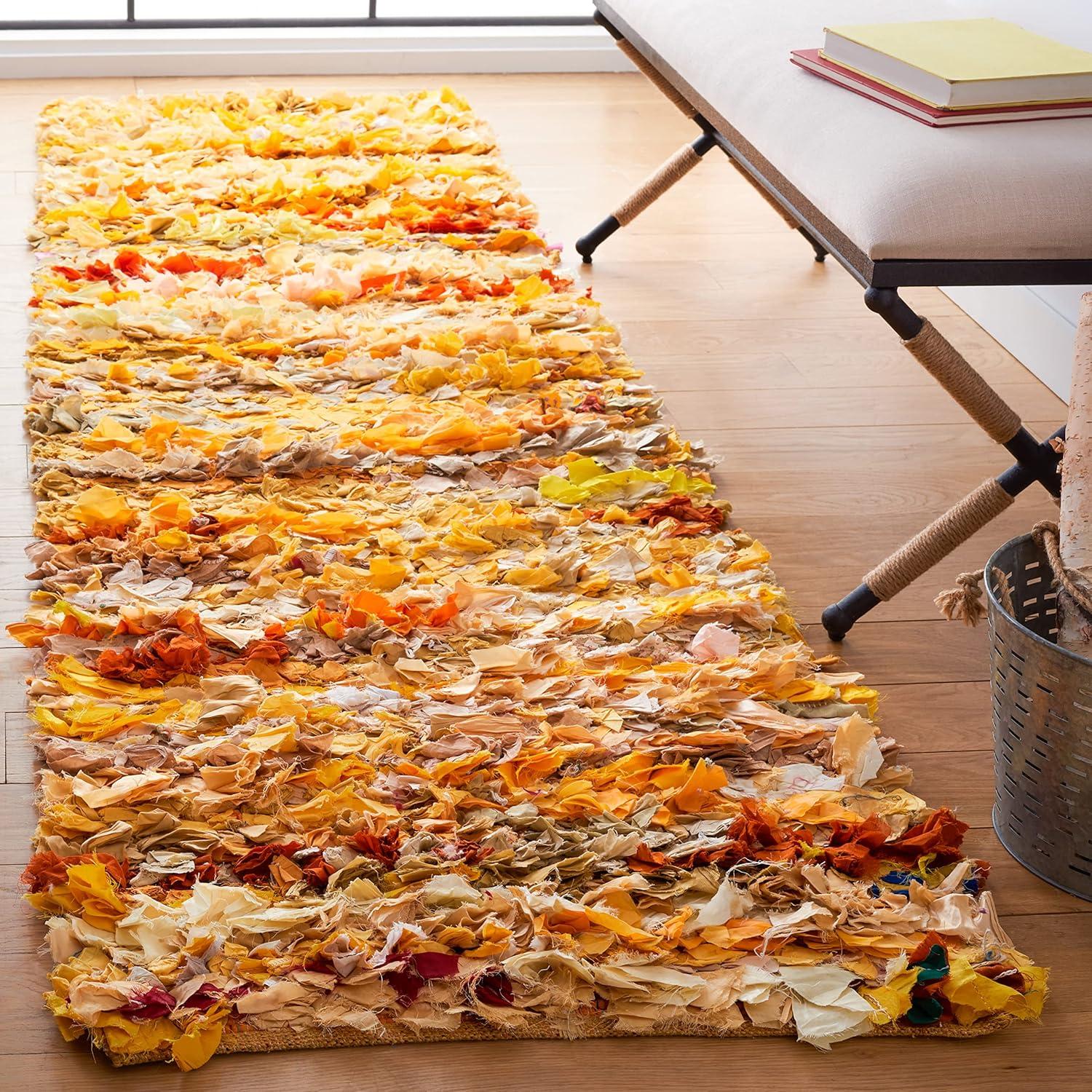 image:imageSAFAVIEH Rio Shag Collection Area Rug 5 x 8 Green amp Multi Handmade Decorative 35inch Thick Ideal for High Traffic Areas in Living Room Bedroom SG951AGoldMulti