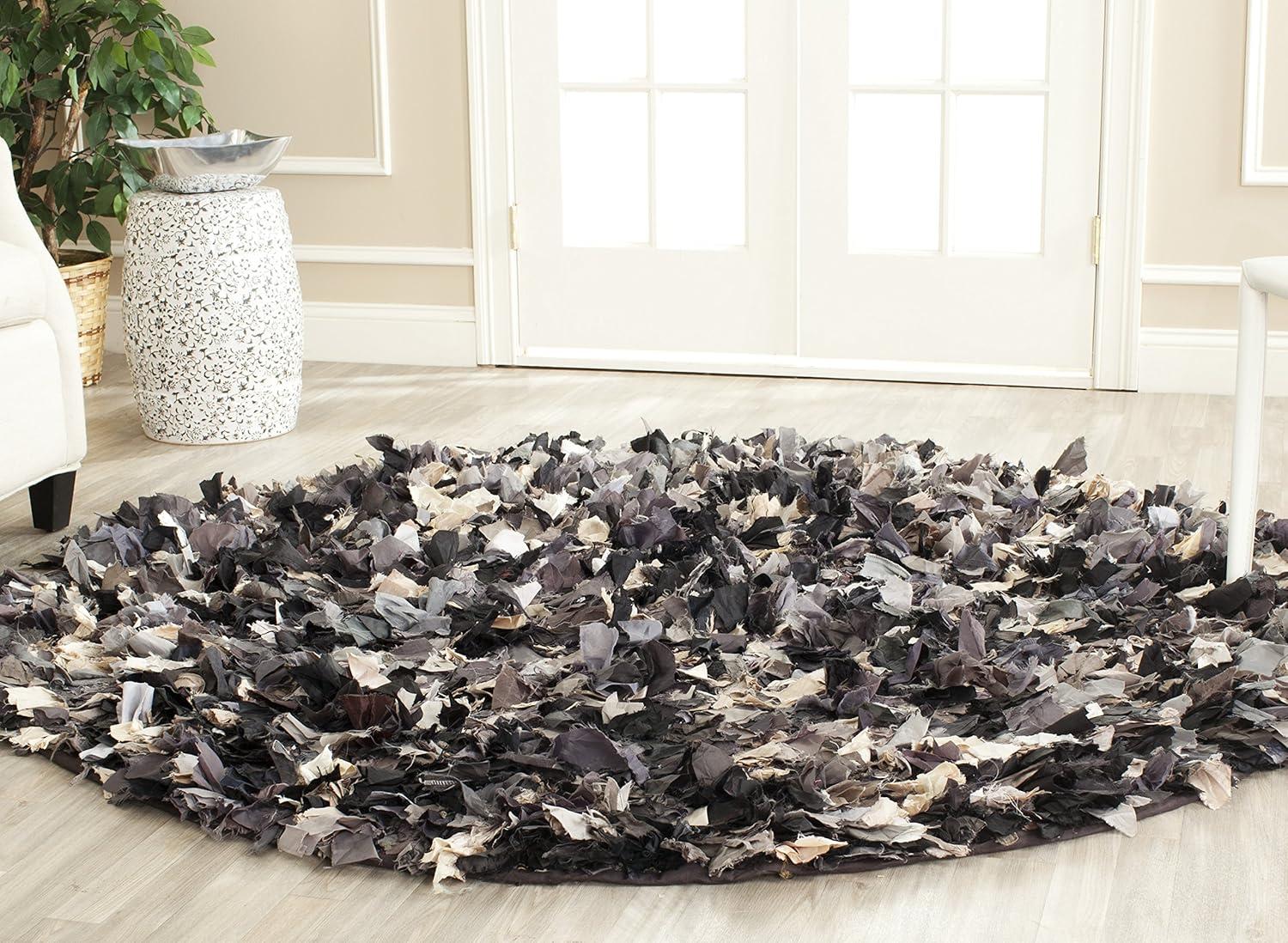 image:imageSAFAVIEH Rio Shag Collection Area Rug 5 x 8 Green amp Multi Handmade Decorative 35inch Thick Ideal for High Traffic Areas in Living Room Bedroom SG951ADark GreyMulti