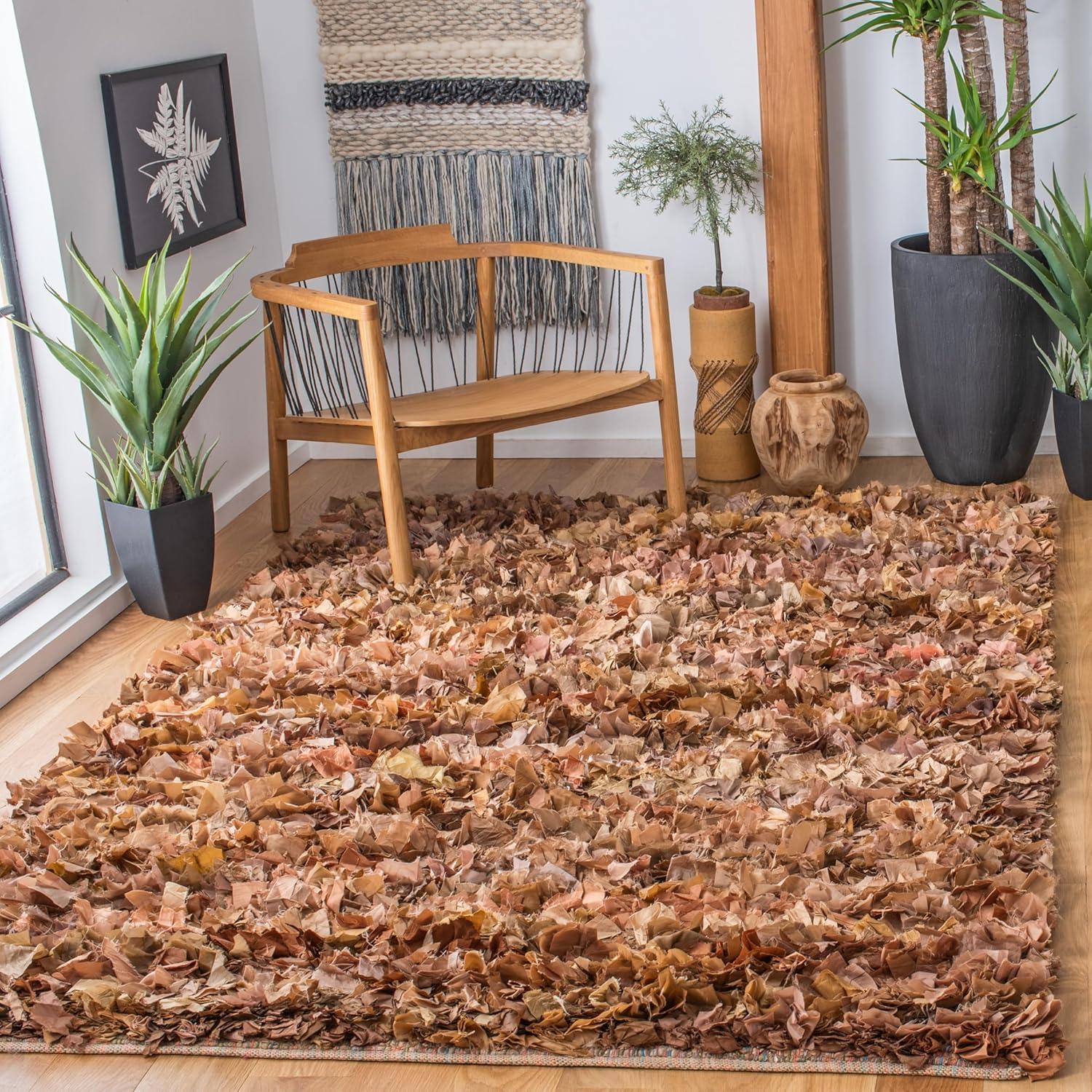 image:imageSAFAVIEH Rio Shag Collection Area Rug 5 x 8 Green amp Multi Handmade Decorative 35inch Thick Ideal for High Traffic Areas in Living Room Bedroom SG951ANaturalMulti