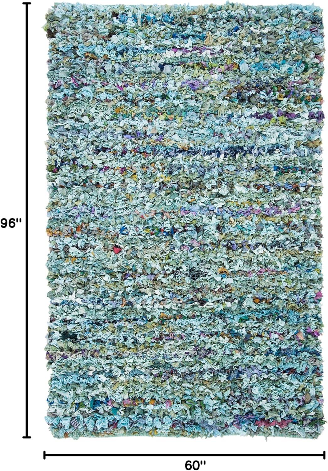 image:imageSAFAVIEH Rio Shag Collection Area Rug 5 x 8 Green amp Multi Handmade Decorative 35inch Thick Ideal for High Traffic Areas in Living Room Bedroom SG951ABlueMulti