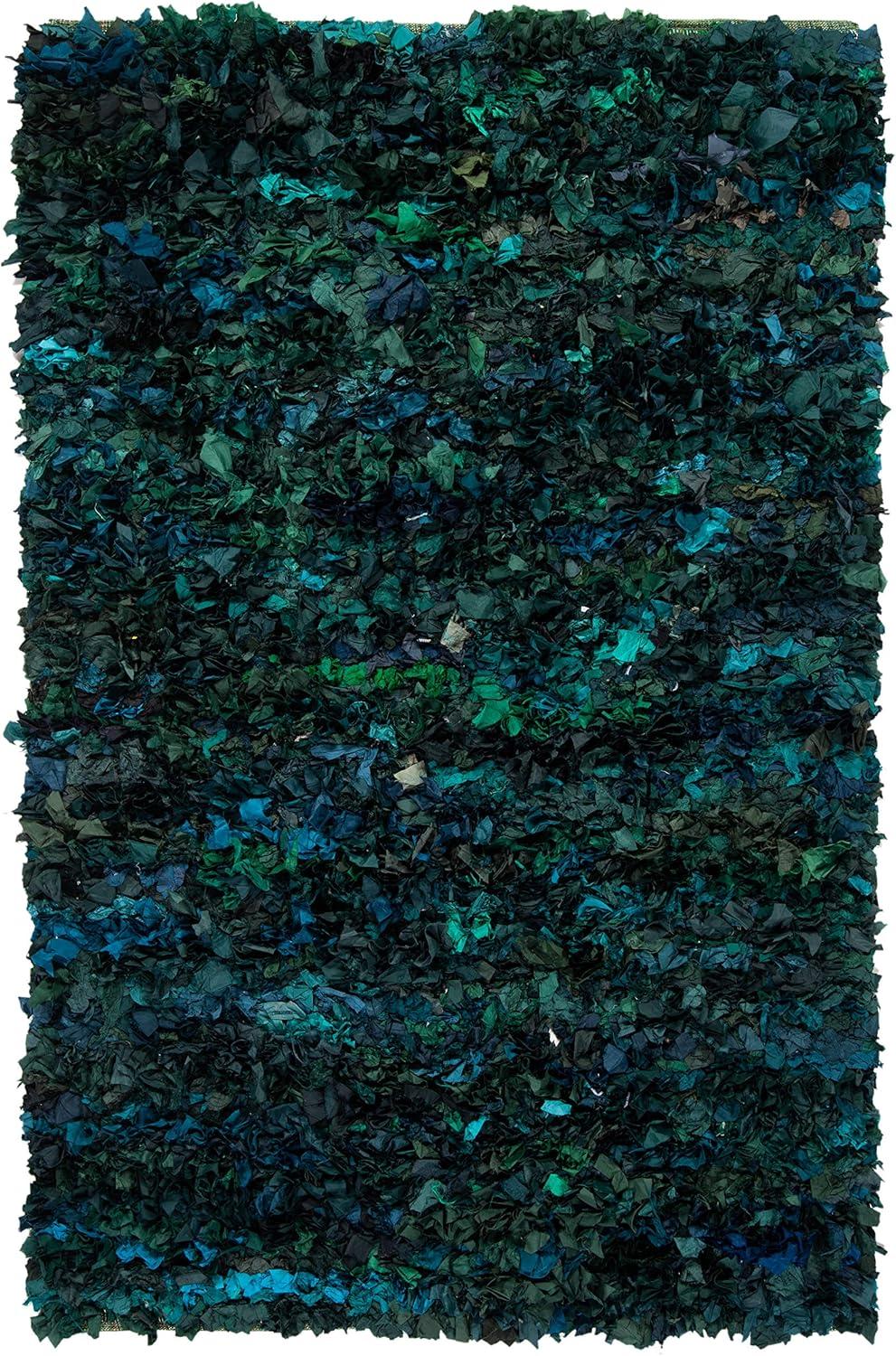 image:imageSAFAVIEH Rio Shag Collection Area Rug 5 x 8 Green amp Multi Handmade Decorative 35inch Thick Ideal for High Traffic Areas in Living Room Bedroom SG951AGreenMulti