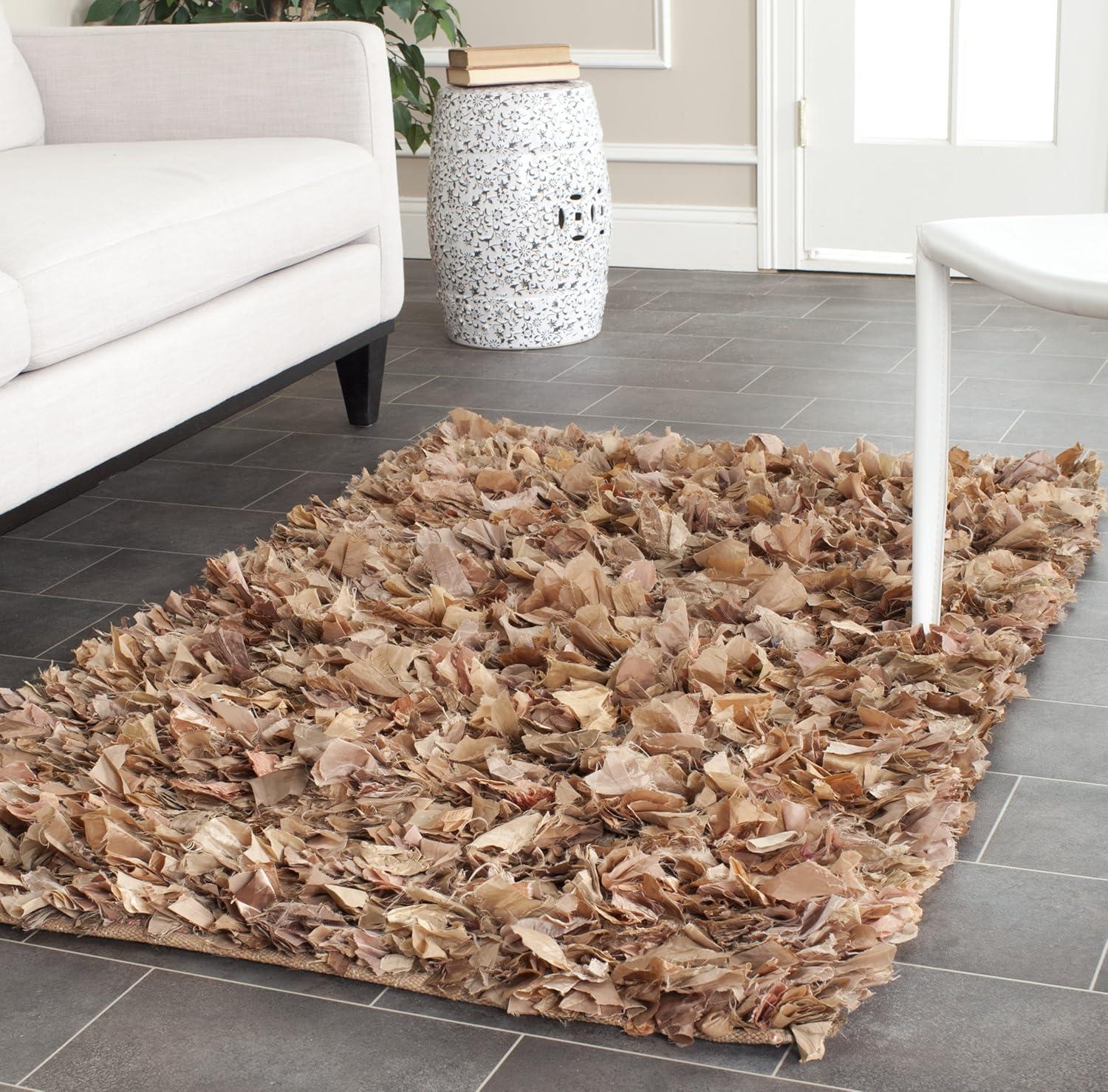 image:imageSAFAVIEH Rio Shag Collection Area Rug 5 x 8 Green amp Multi Handmade Decorative 35inch Thick Ideal for High Traffic Areas in Living Room Bedroom SG951ANaturalMulti