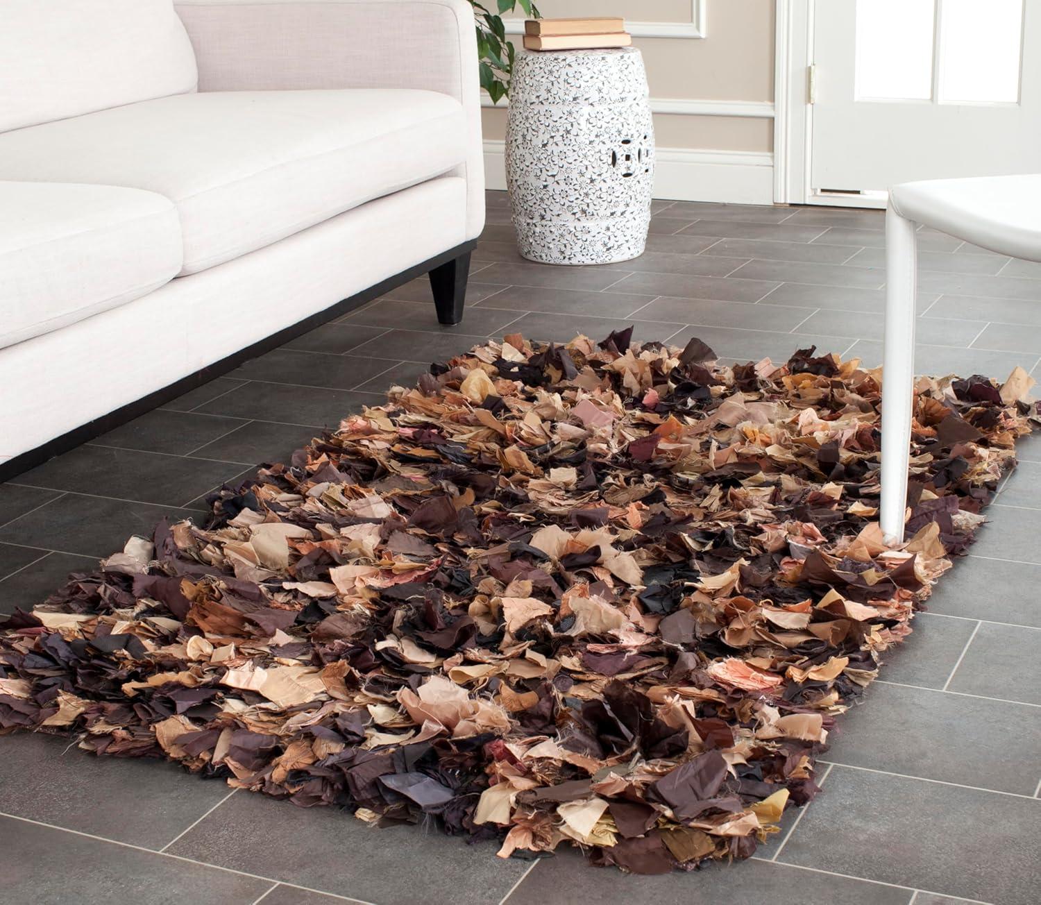 image:imageSAFAVIEH Rio Shag Collection Area Rug 5 x 8 Green amp Multi Handmade Decorative 35inch Thick Ideal for High Traffic Areas in Living Room Bedroom SG951ABrownMulti