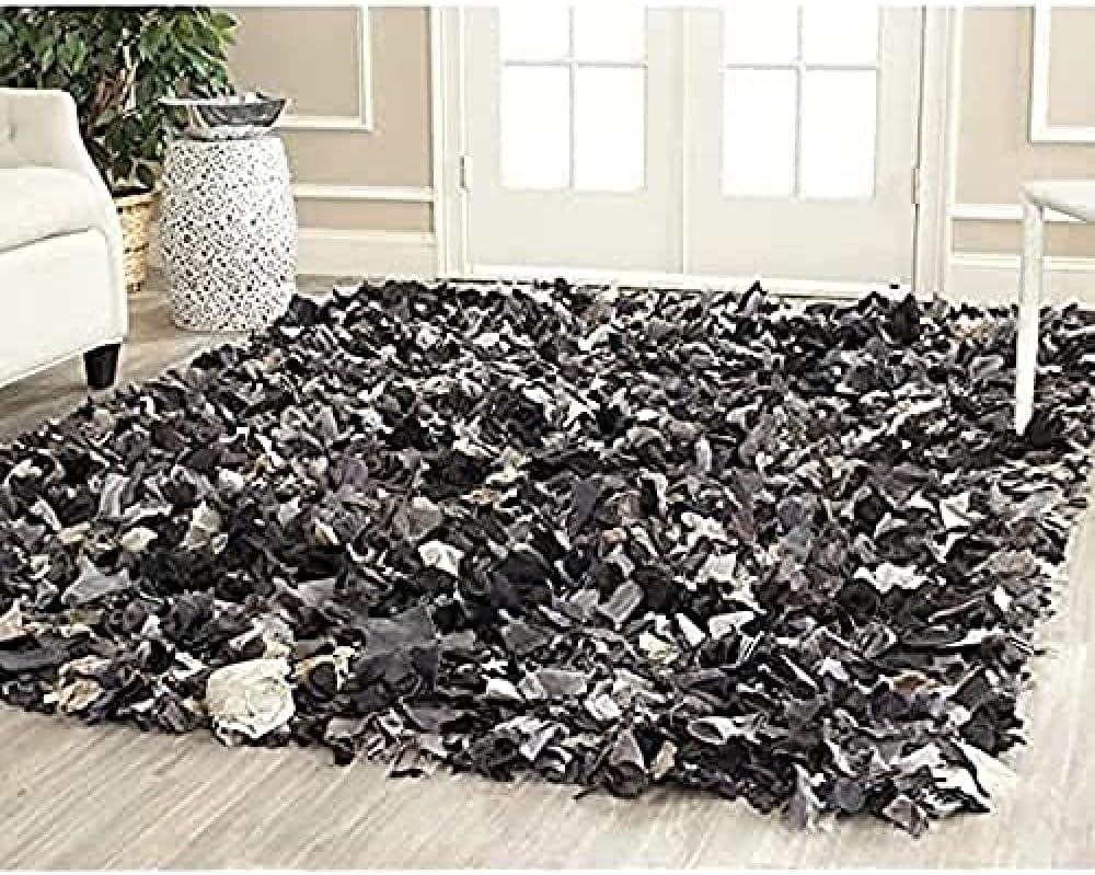 image:imageSAFAVIEH Rio Shag Collection Area Rug 5 x 8 Green amp Multi Handmade Decorative 35inch Thick Ideal for High Traffic Areas in Living Room Bedroom SG951ADark GreyMulti