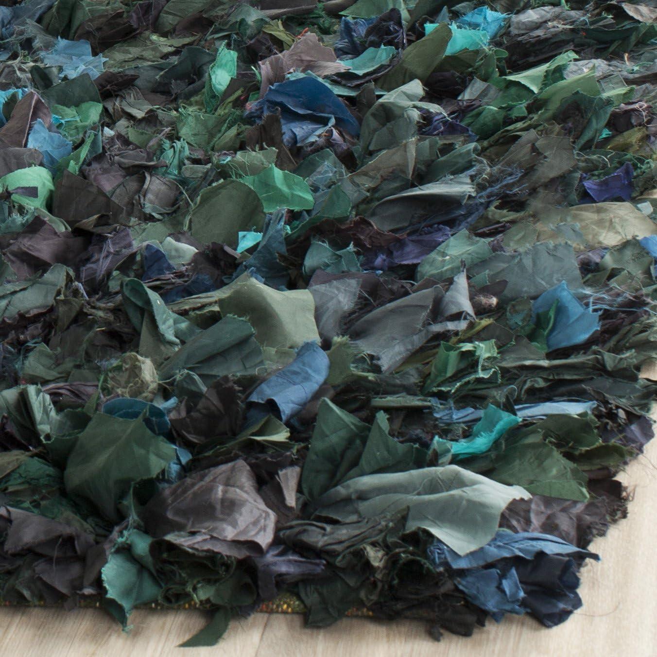 image:imageSAFAVIEH Rio Shag Collection Area Rug 5 x 8 Green amp Multi Handmade Decorative 35inch Thick Ideal for High Traffic Areas in Living Room Bedroom SG951AGreenMulti