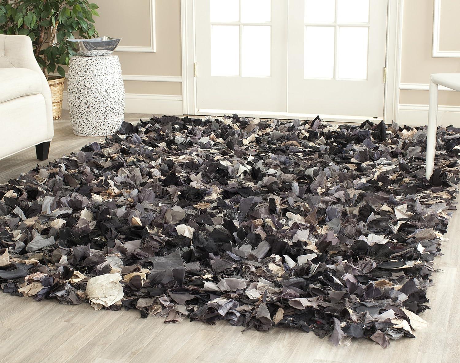 image:imageSAFAVIEH Rio Shag Collection Area Rug 5 x 8 Green amp Multi Handmade Decorative 35inch Thick Ideal for High Traffic Areas in Living Room Bedroom SG951ADark GreyMulti