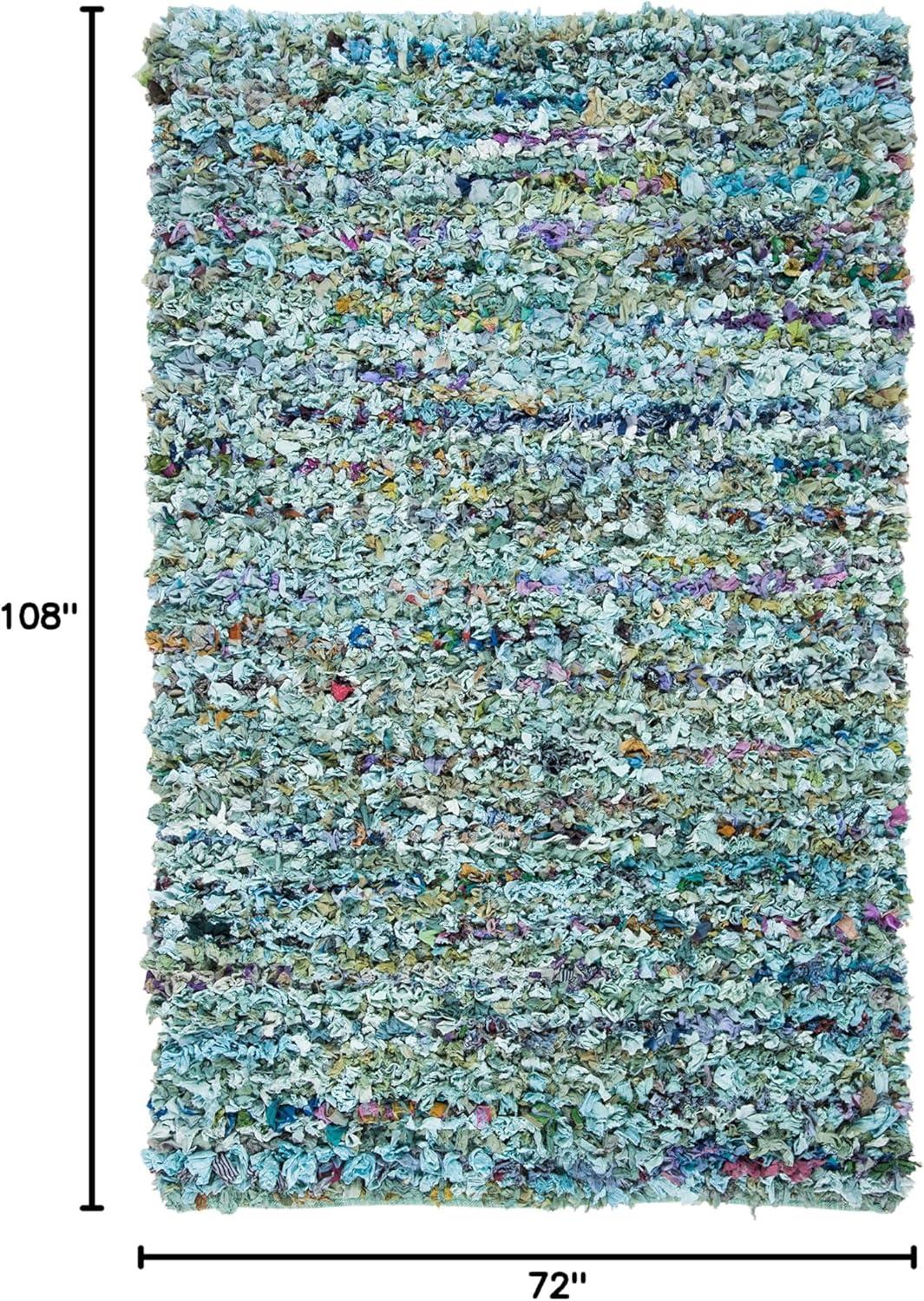 image:imageSAFAVIEH Rio Shag Collection Area Rug 5 x 8 Green amp Multi Handmade Decorative 35inch Thick Ideal for High Traffic Areas in Living Room Bedroom SG951ABlueMulti